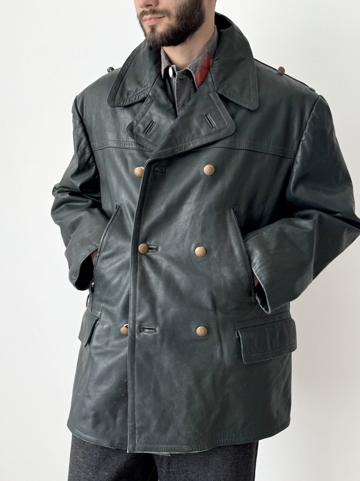 Vintage 1950s Vintage German Dispatch Riders Leather Jacket Size US L / EU 52-54 / 3 - 1 Thumbnail
