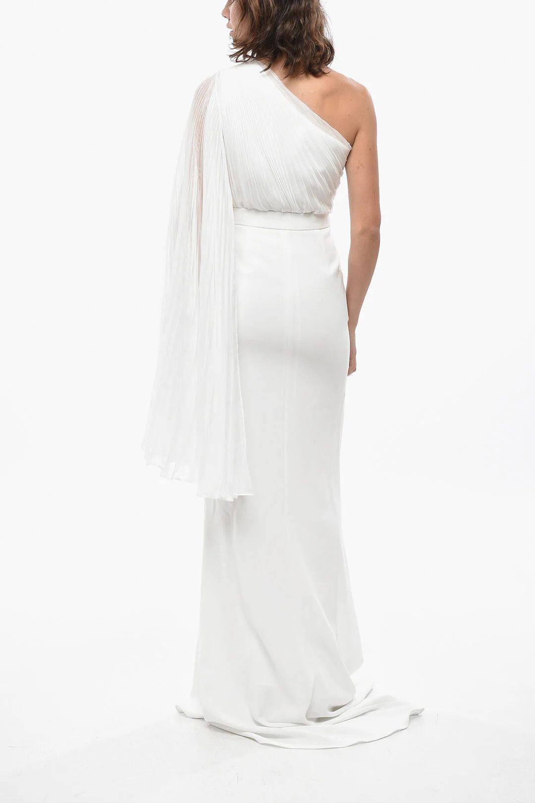 Max Mara og1mm0426 One-Shoulder Mermaid Dress in White Size S / US 4 / IT 40 - 2 Thumbnail