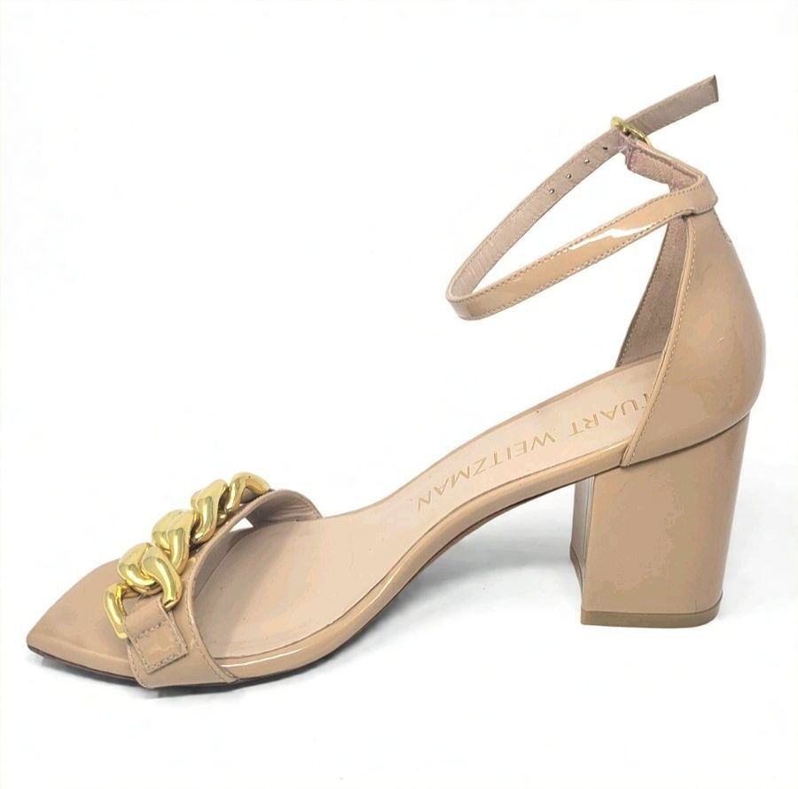 Stuart Weitzman Stuart Weitzman Chain Detail Block Heel Sandals Patent Sz 8 Size US 8 / IT 38 - 3 Thumbnail