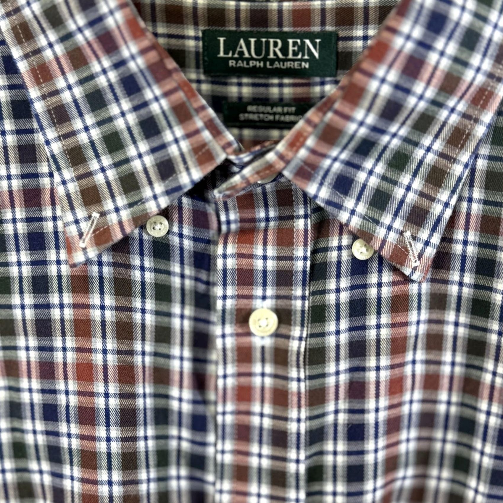 Ralph Lauren VINTAGE? No. Lauren Ralph Lauren Shirt Mens Large Plaid Button Down Long Sleeve Stretch Size US M / EU 48-50 / 2 - 3 Thumbnail
