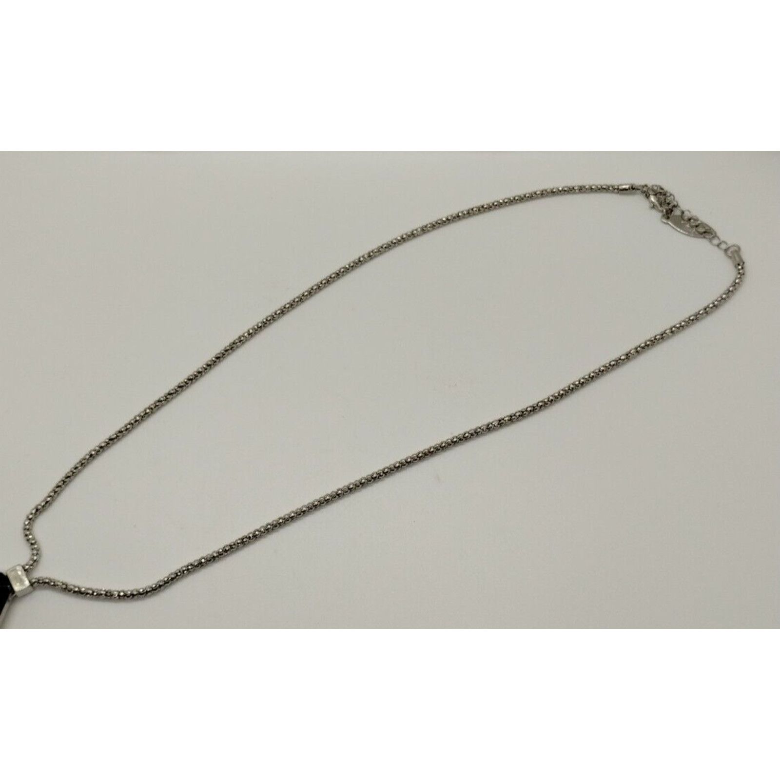 Vintage Cara NY Long Silver Tone Necklace -Blue Glass Pendant Size ONE SIZE - 4 Thumbnail