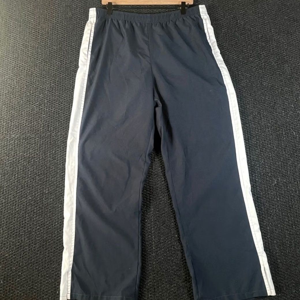 Nike Nike Mens XL Track Pants Navy Blue White Stripe Elastic Waist Athletic Swoosh Size US 36 / EU 52 - 2 Thumbnail