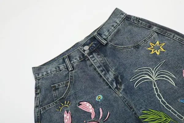 Jean Itou Loose wide-leg punk distressed embroidered washed jeans Size US 32 / EU 48 - 3 Thumbnail