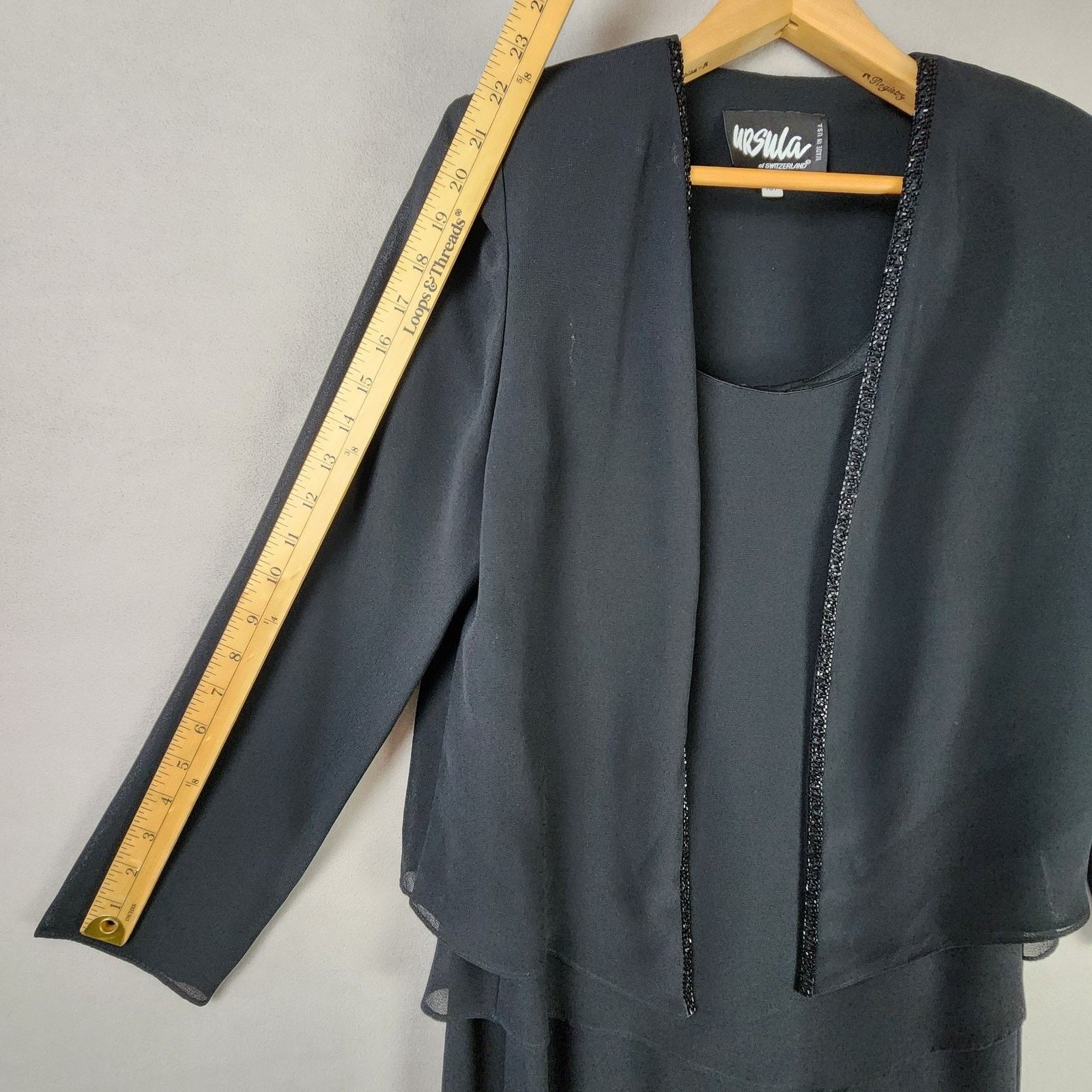 Other Ursula of Switzerland Formal Dress & Jacket 10P Black Beaded Size L / US 10 / IT 46 - 7 Thumbnail
