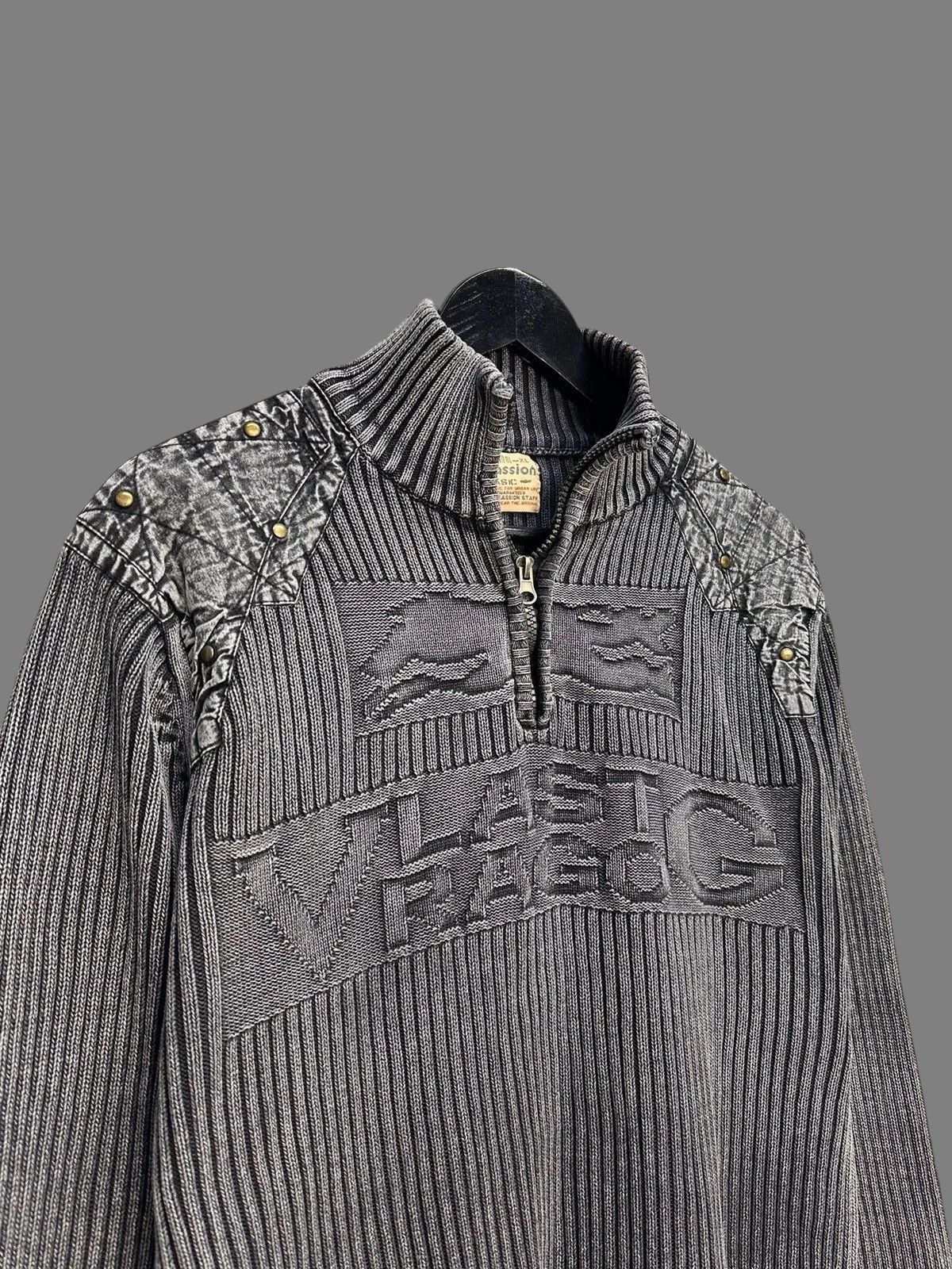 KMRii Distressed GOA Ribbed Gray Zip Sweater Military Y2K Style Size US XL / EU 56 / 4 - 6 Thumbnail