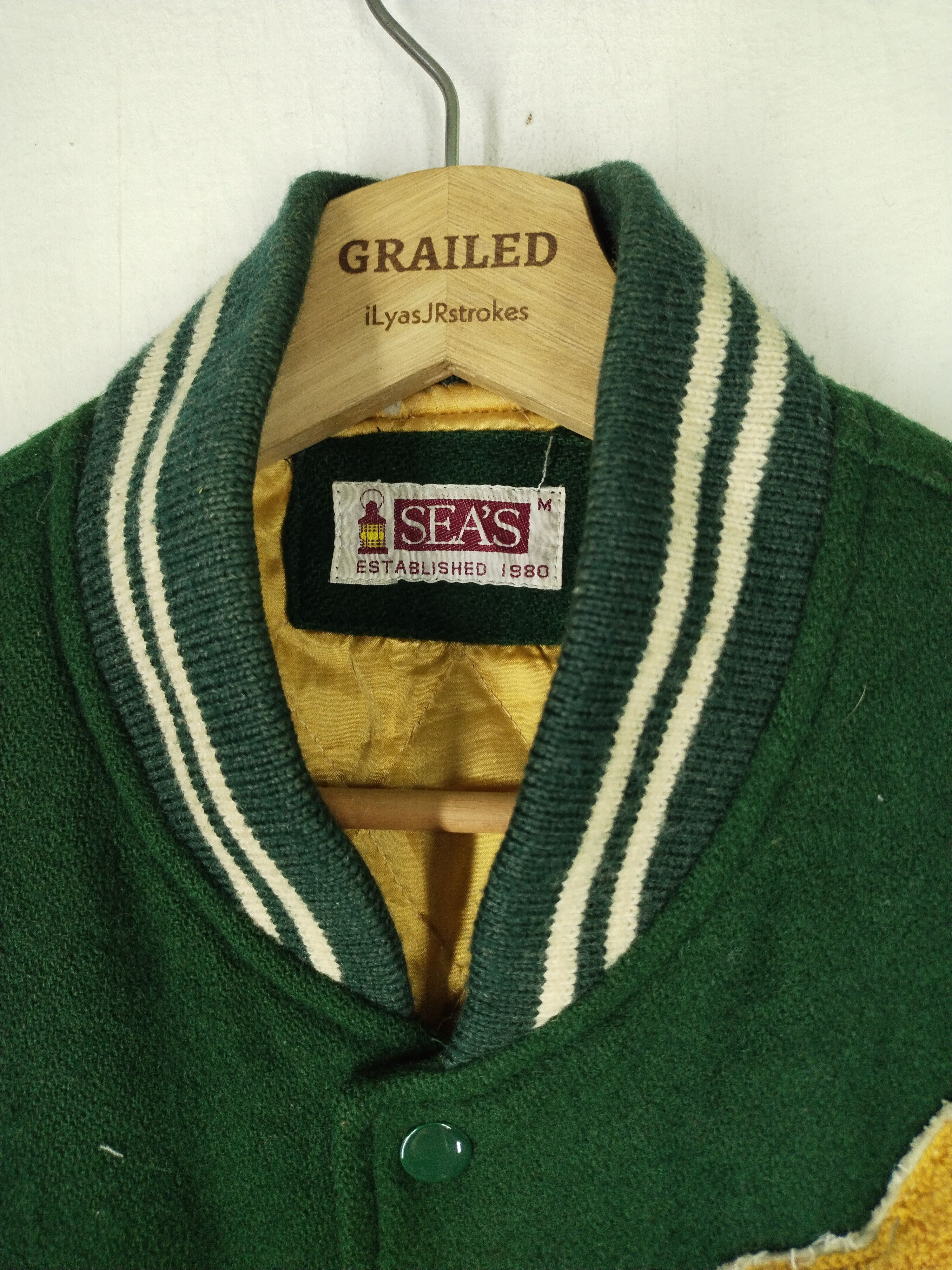 Vintage 80's Sea's Racing Varsity Leather/Wool Jacket Size US M / EU 48-50 / 2 - 8 Thumbnail
