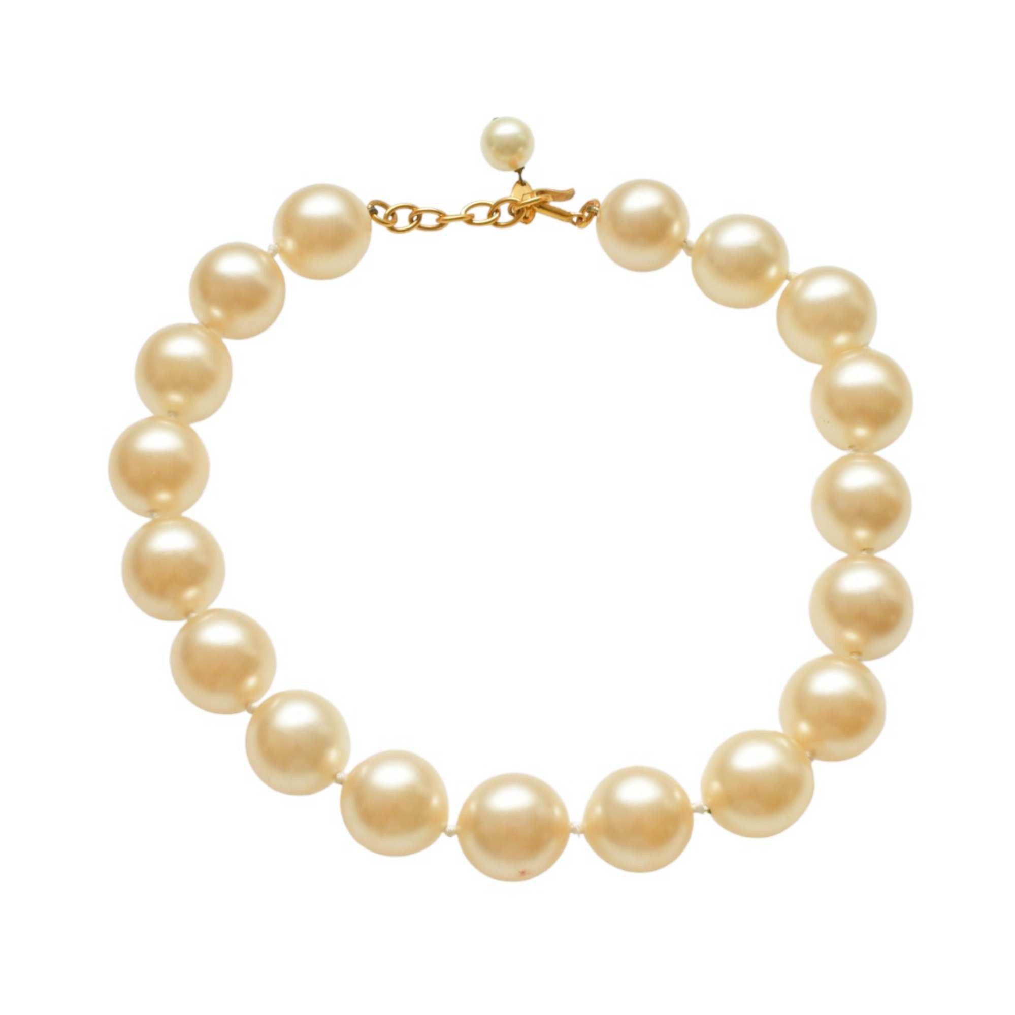 image of Chanel Vintage Large Faux Pearl Necklace in White, Women's