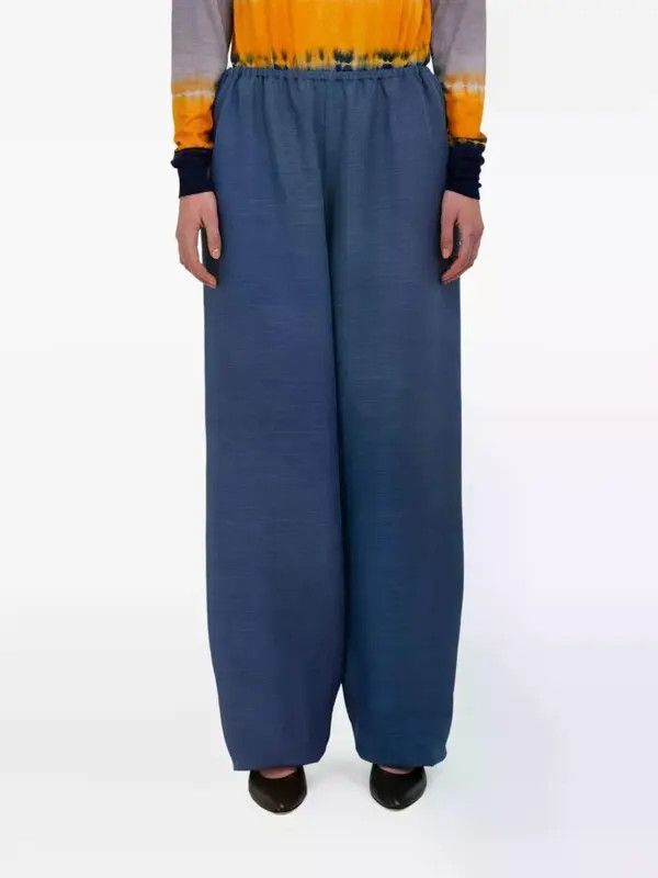 Salvatore Ferragamo o1s1rm0526 Loose Leg Trousers in Blue/Grey Size 27" / US 4 / IT 40 - 3 Thumbnail