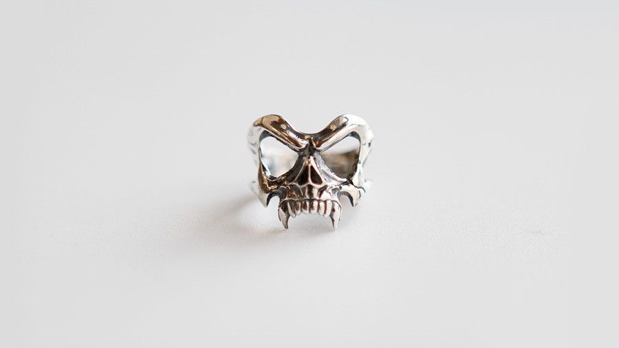 Jewelry × Sterling Silver Resizable 925 Sterling Silver Skeleton Head Ring Size ONE SIZE - 2 Thumbnail