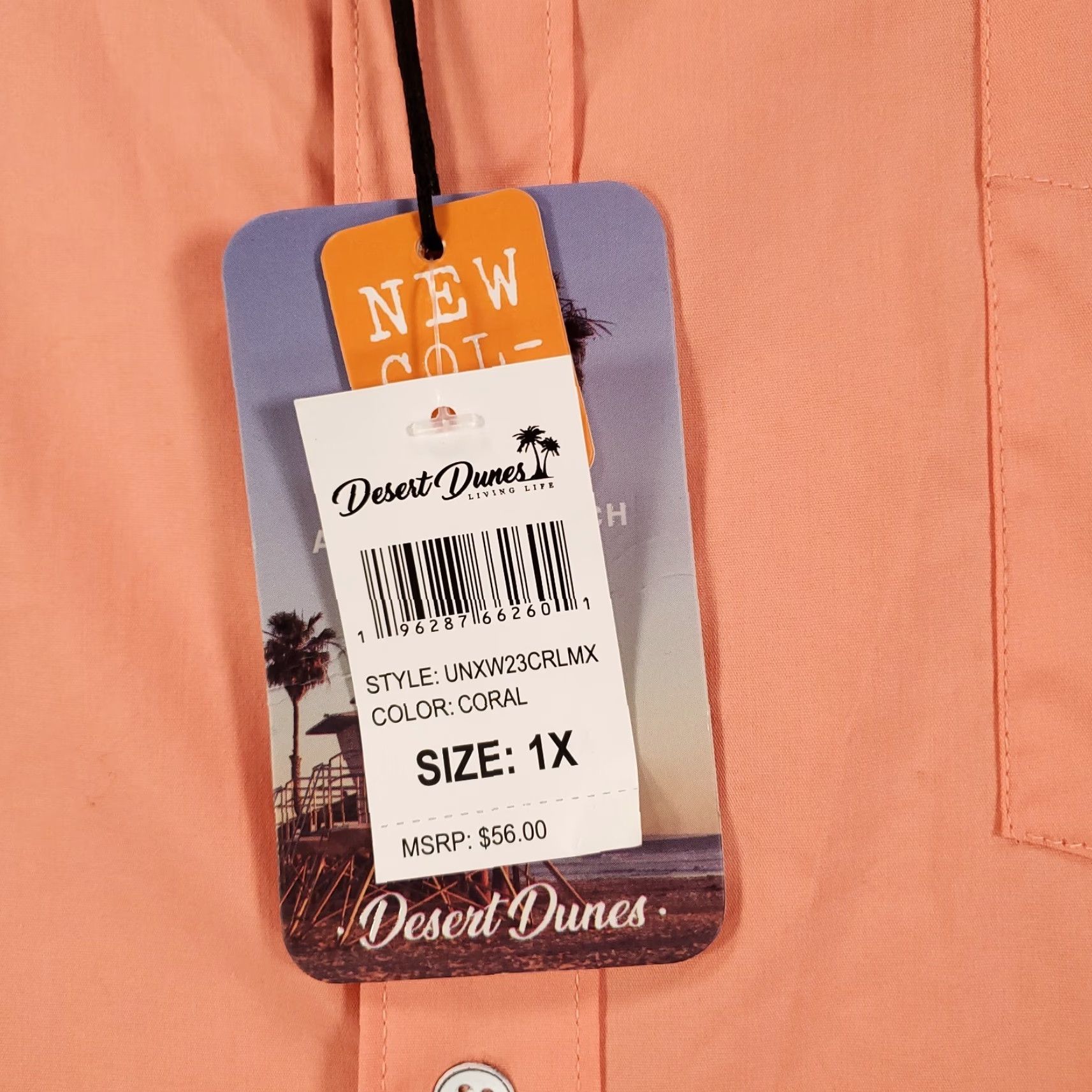 Pinko PINK Mens Button Up Shirt Size 1X Orange Pink Short Sleeve Shirt Stretch Comfort Size US XL / EU 56 / 4 - 2 Thumbnail