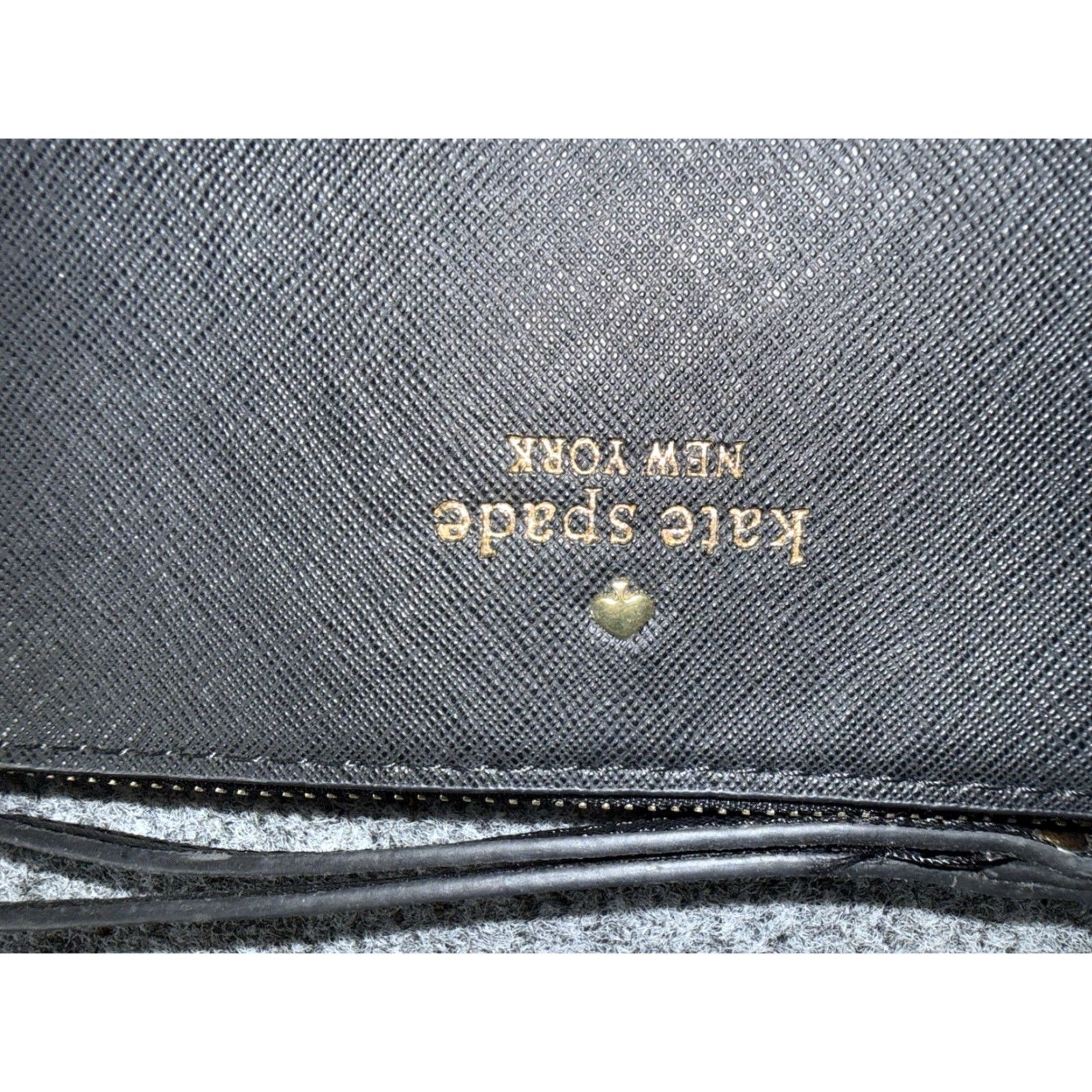 Vintage KATE SPADE Classic Slim Bee Zip Wristlet Black Saffiano Leather Wristlet Bag One Size Women Black 4.6” x 8" Vintage No Size ONE SIZE - 3 Thumbnail