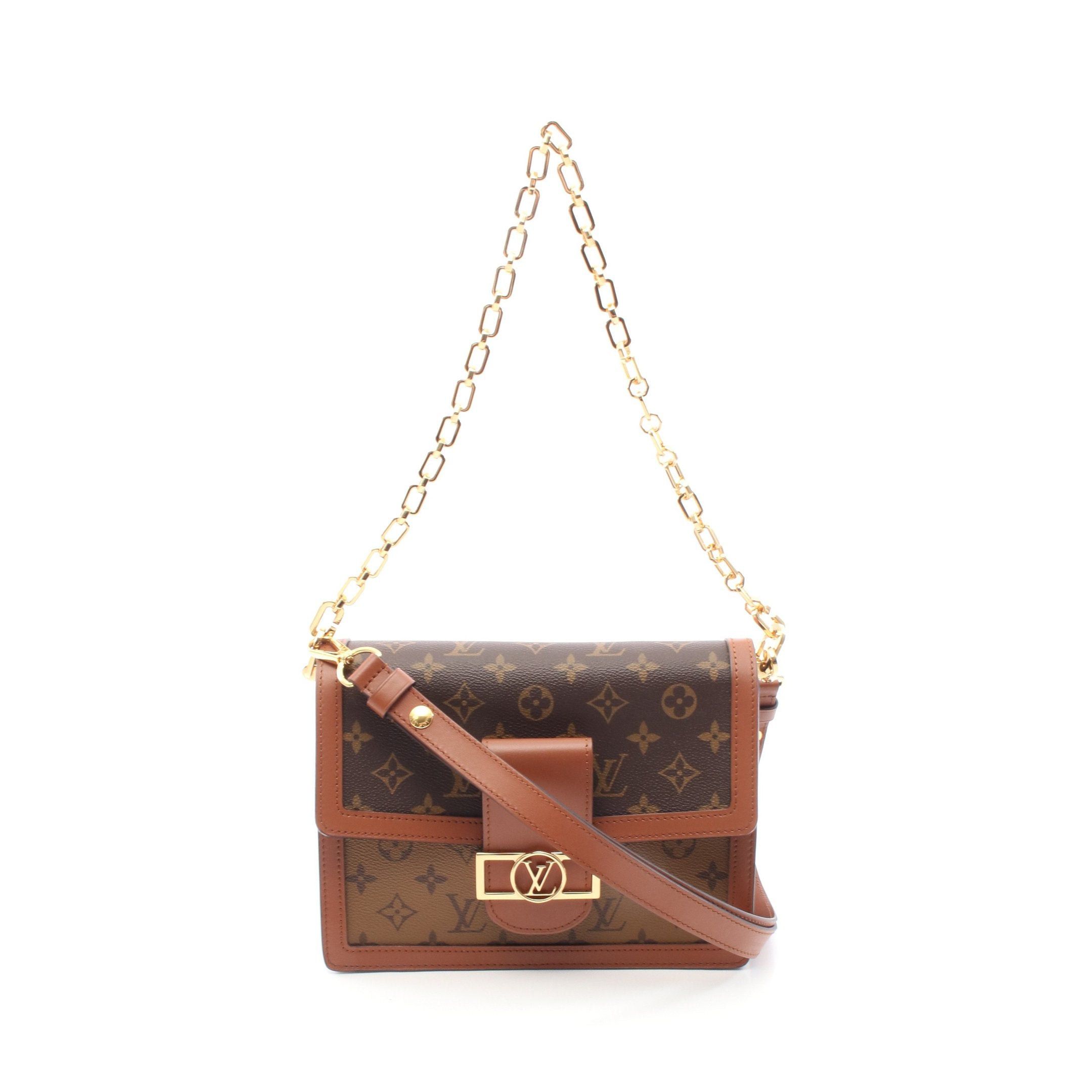 Louis Vuitton Louis Vuitton Dauphine Mm Monogram Reverse Chain Shoulder Bag Leather Brown Beige Light Size ONE SIZE - 1 Thumbnail