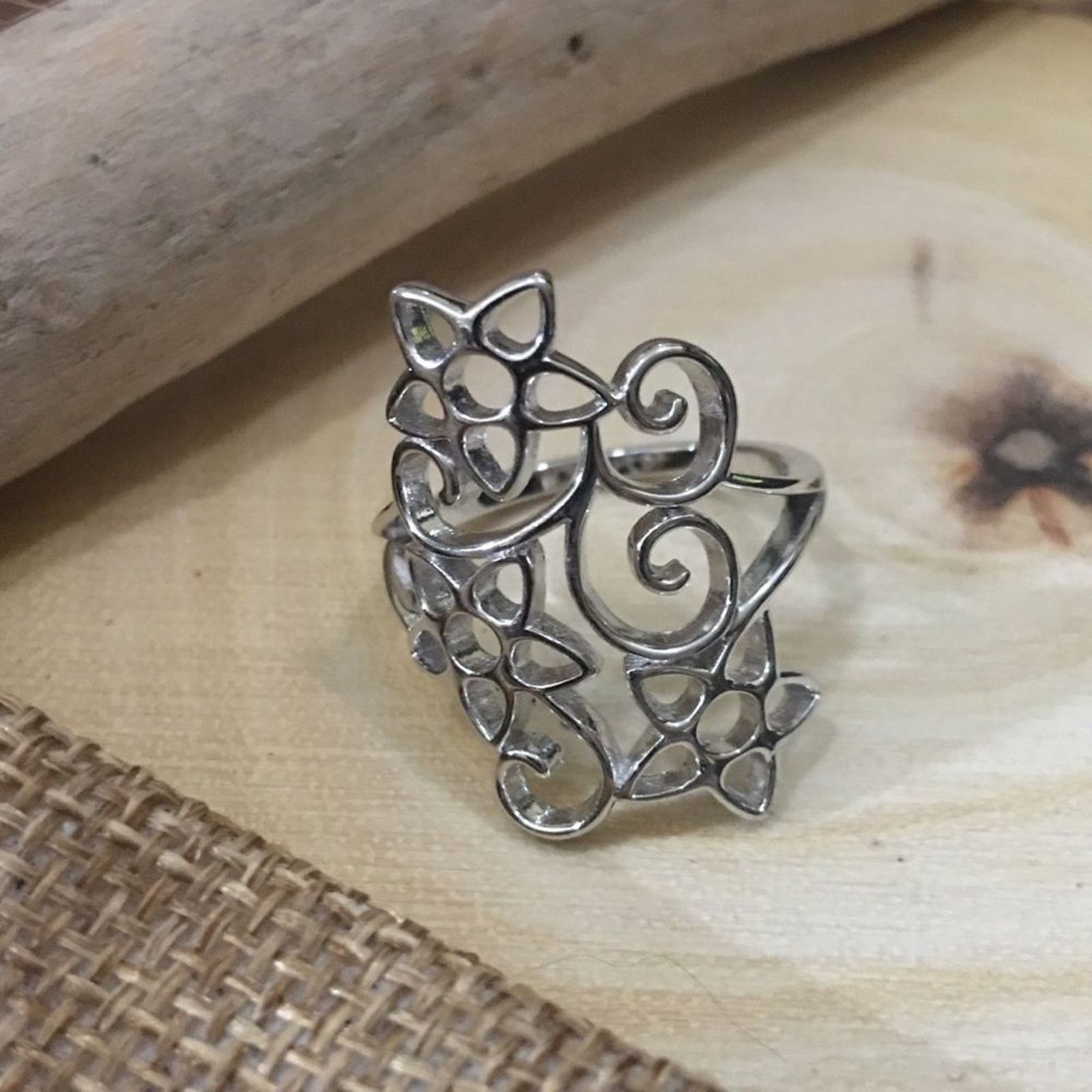 The Unbranded Brand Floral Filigree Sterling Silver Ring, Boho, Statement Size ONE SIZE - 3 Thumbnail