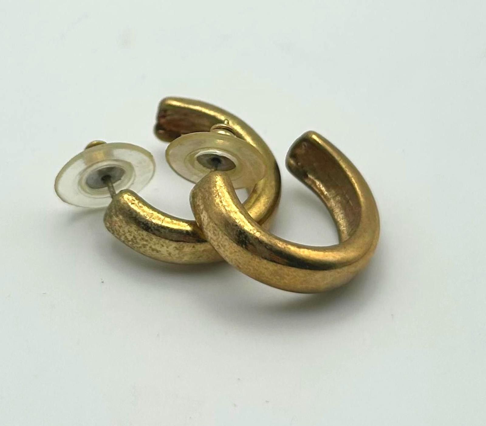 Designer Brushed Gold Vintage Hoops – Unisex Clean Modern Minimal Size ONE SIZE - 1 Thumbnail