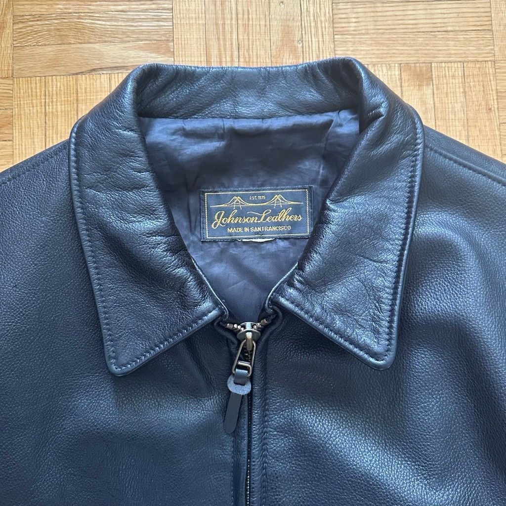 Leather Johnson Leathers San Francisco Black Leather Bomber Jacket Size US XL / EU 56 / 4 - 3 Thumbnail