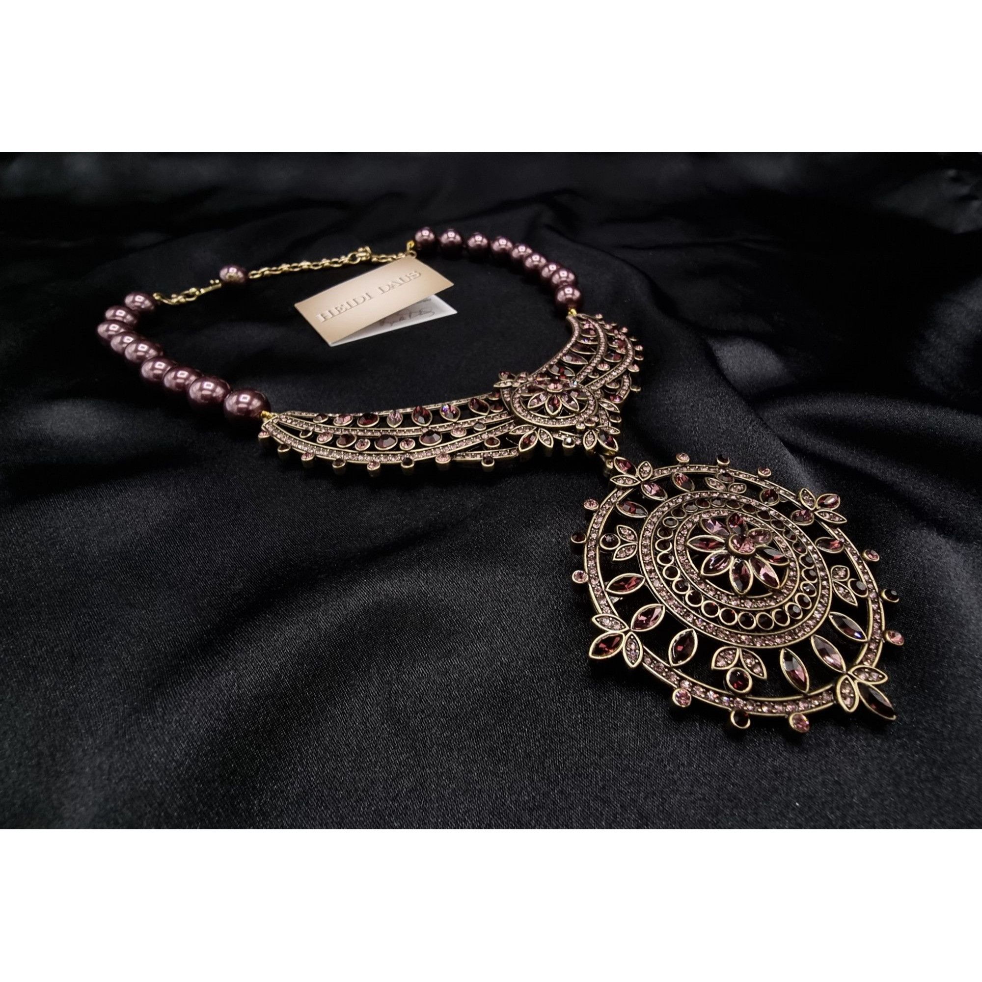 Vintage Heidi Daus Statement Necklace With Purple Beads & Intricate Size ONE SIZE - 4 Thumbnail