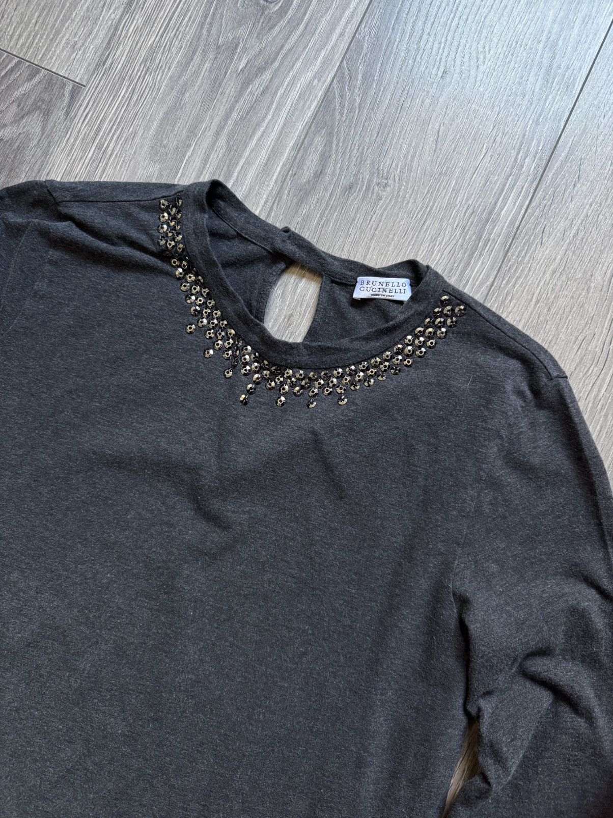 Brunello Cucinelli Brunello Cucinelli Gray Tunic Tee Xl with Swarovski Elements Size XL / US 12-14 / IT 48-50 - 5 Thumbnail