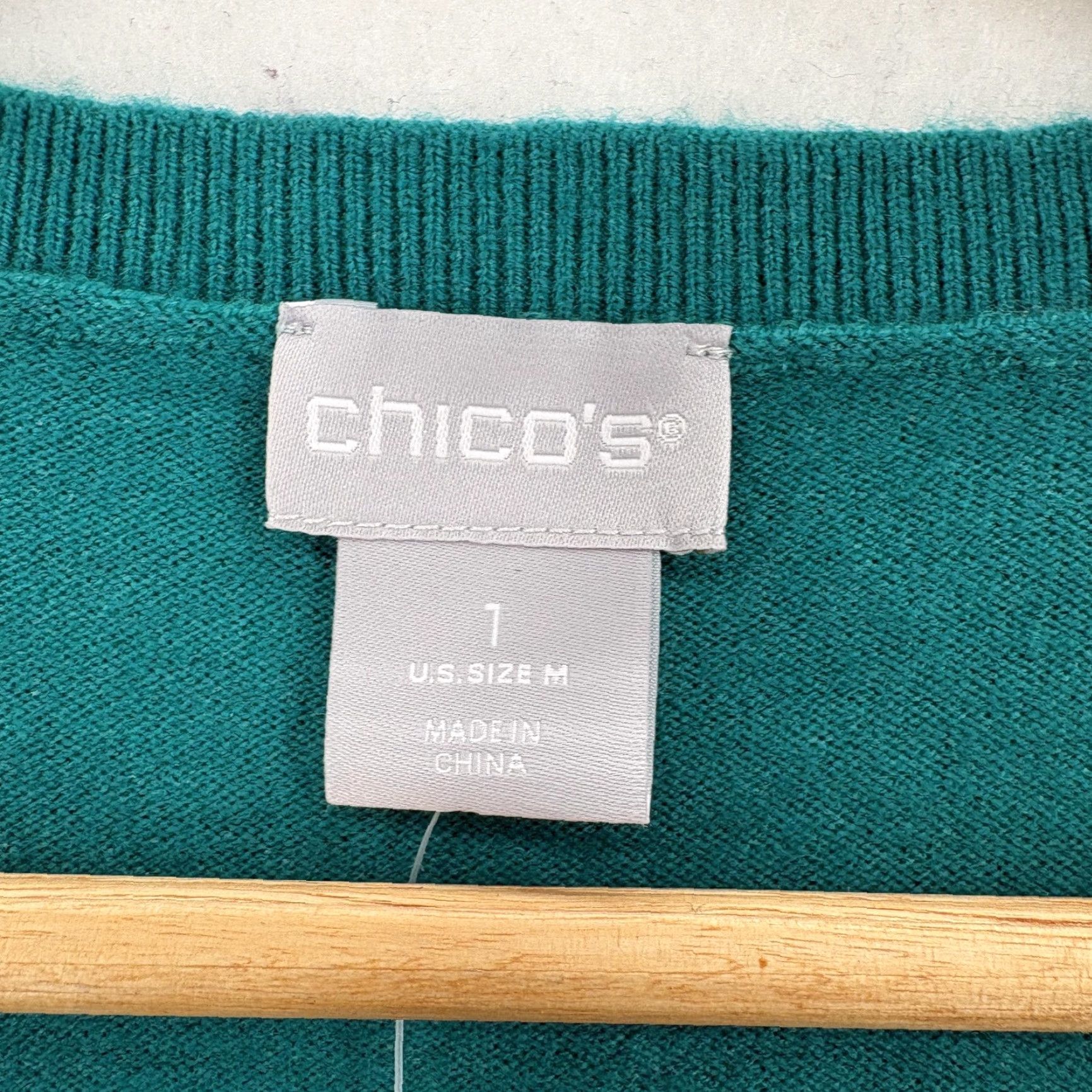 Vintage Chicos Sweater Womens M Green Cozy Pullover Balloon Sleeve Knit Top Soft Crew Neck Long Sleeve Size M / US 6-8 / IT 42-44 - 4 Thumbnail