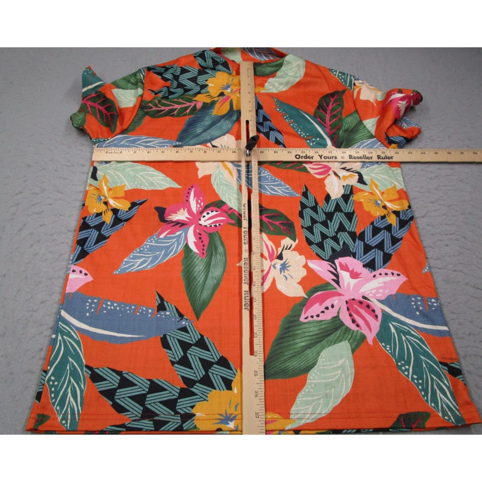 Vintage Duvin Men's Orange Polo Shirt - Golf, Travel, AOP Floral Performance Polo, Short Sleeve, Large, Classic Fit Size US L / EU 52-54 / 3 - 4 Thumbnail