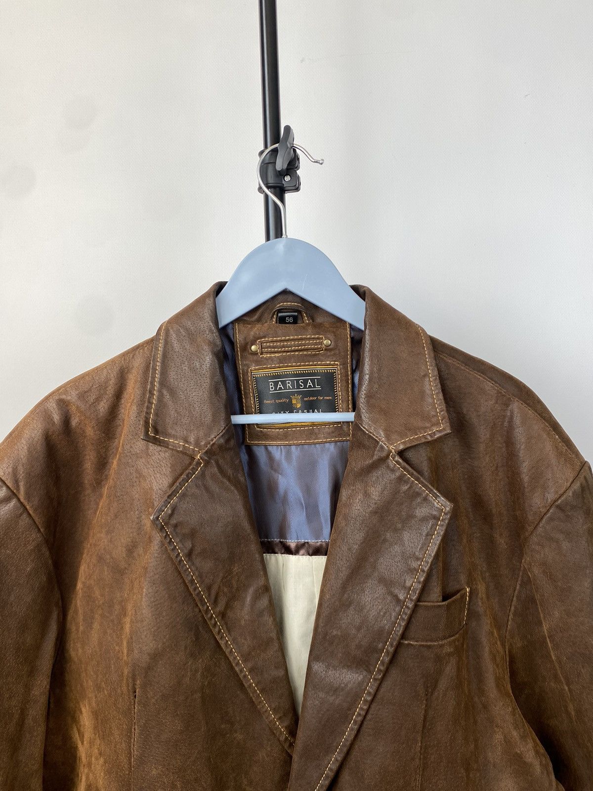 Japanese Brand × Vintage Avant Garde 90s Brown Leather jacket blazer Size US L / EU 52-54 / 3 - 3 Thumbnail