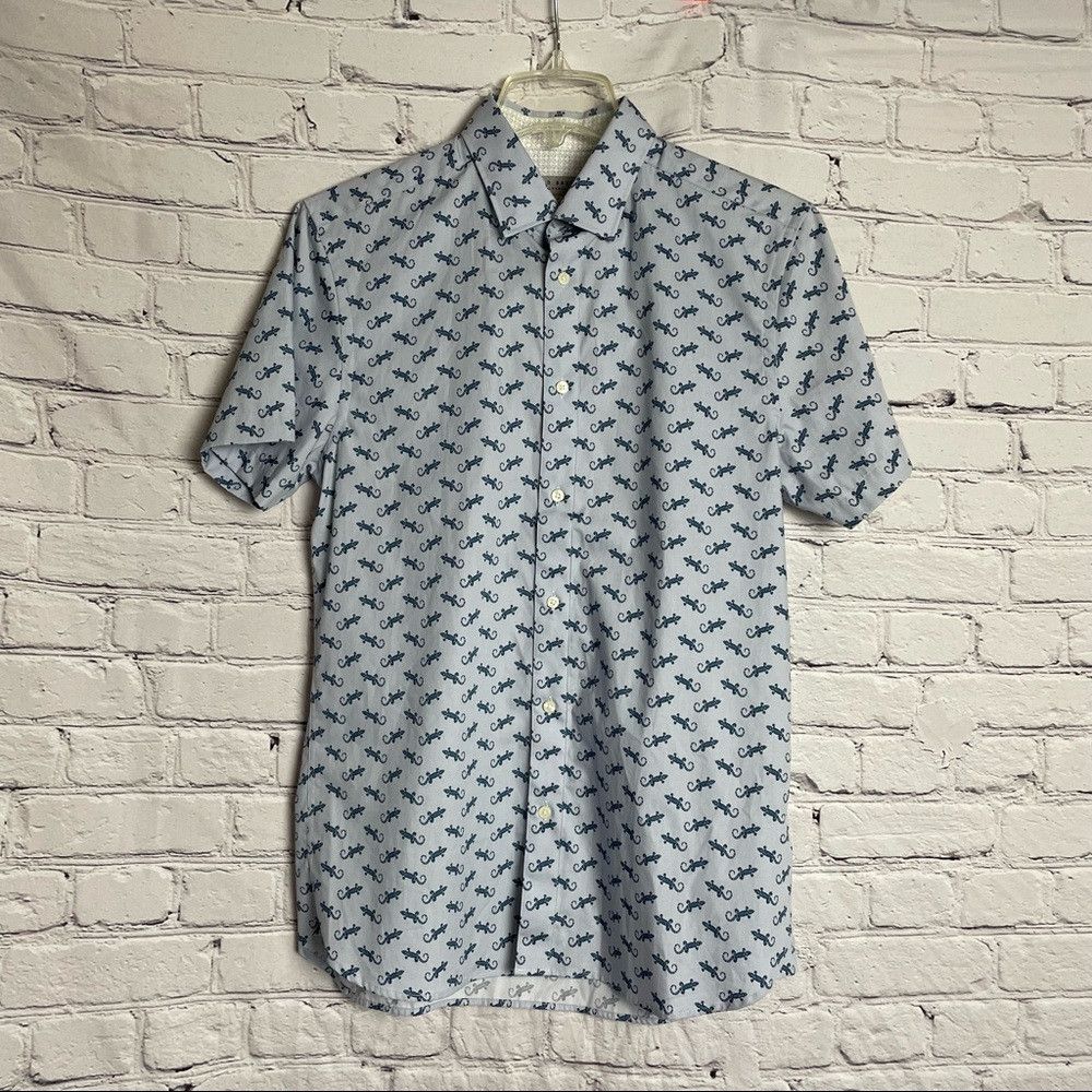 Ted Baker New Ted Baker Short Sleeve Lizard Print Cotton Shirt Size 2 Size US M / EU 48-50 / 2 - 1 Thumbnail