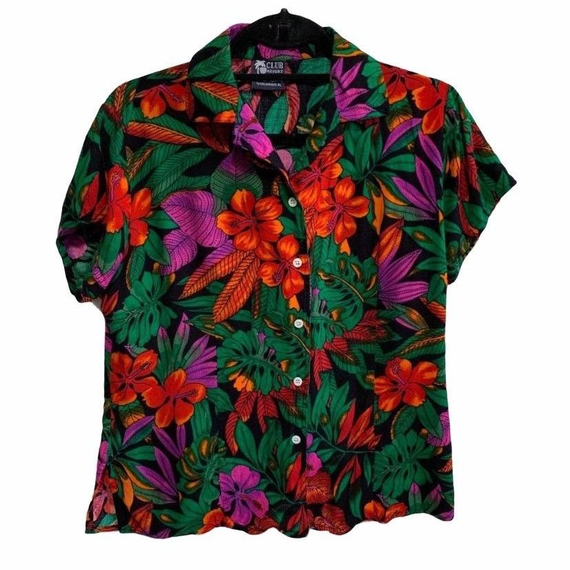 Vintage Vintage Bold Novelty Tropical Floral Botanical Top XL Size XL / US 12-14 / IT 48-50 - 1 Thumbnail
