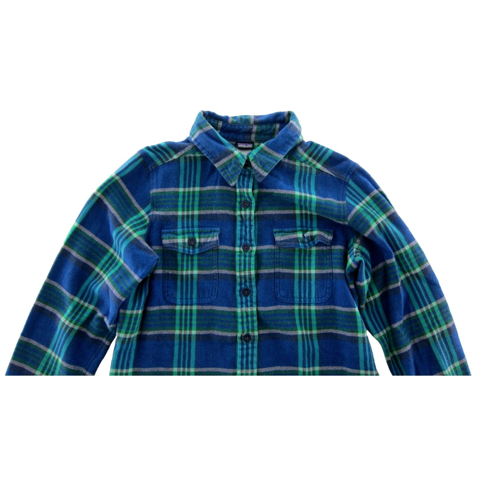 Patagonia VINTAGE Patagonia Shirt Women 6 Patagonia Organic Cotton Blue Green Plaid Long Sleeve Button Up Flannel Shirt 6 Green Plaid 90s Outdoor Pockets Womens Size M / US 6-8 / IT 42-44 - 5 Thumbnail