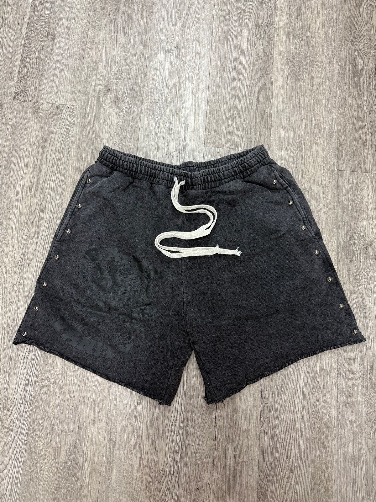 Saint Vanity Saint Vanity Terry Cloth Black Studded Shorts Size US 36 / EU 52 - 1 Thumbnail