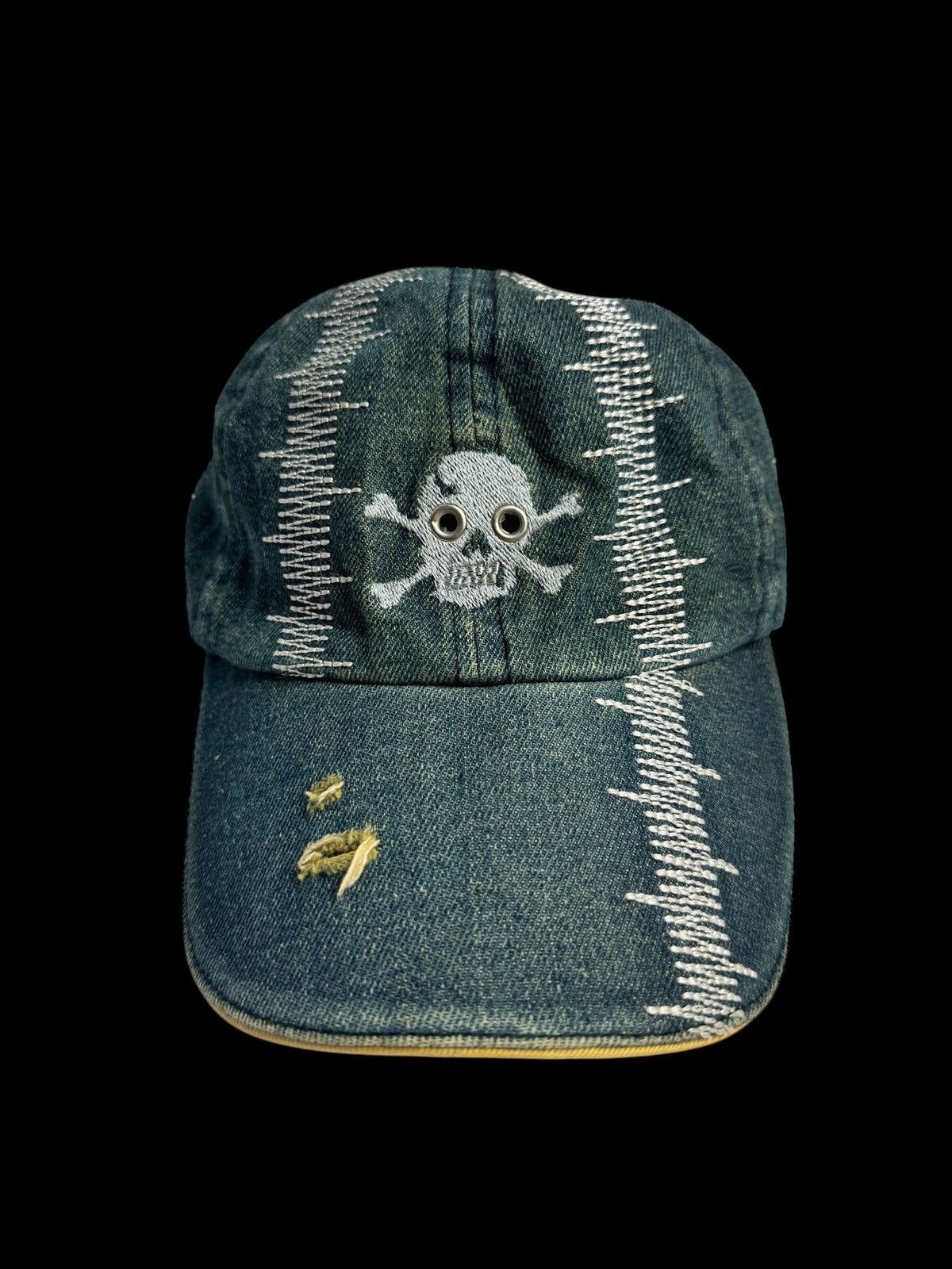 Beauty Beast × Hysteric Glamour × Japanese Brand Denim Skulls Distressed Embroidered Hats Size ONE SIZE - 1 Thumbnail