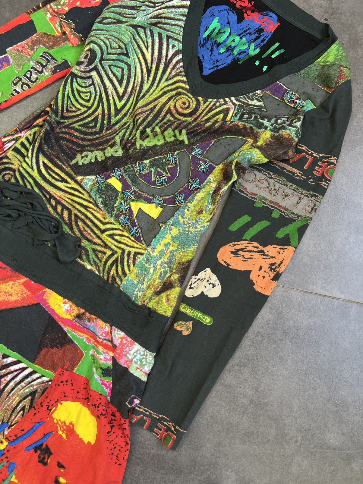 Desigual × Jean Paul Gaultier × Vintage JPG STYLE Desigual Y2K Psychedelic Green Sleeveless Dress Size M / US 6-8 / IT 42-44 - 5 Thumbnail