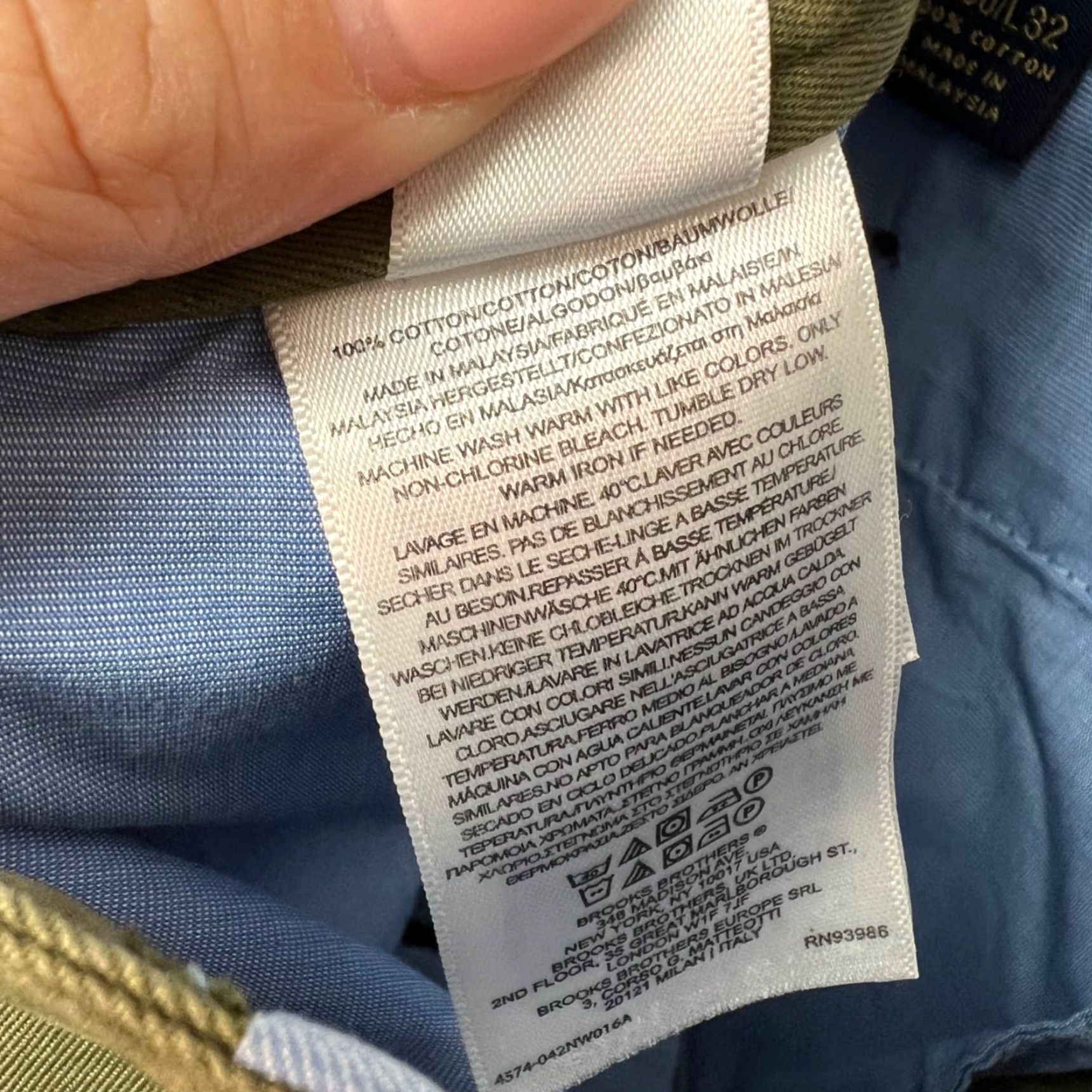 Brooks Brothers Brooks Brothers Mens Slim Fit Chino Pants 30 x 32 Green Lightweight Clark Fit Advantage Pants Size US 30 / EU 46 - 5 Thumbnail