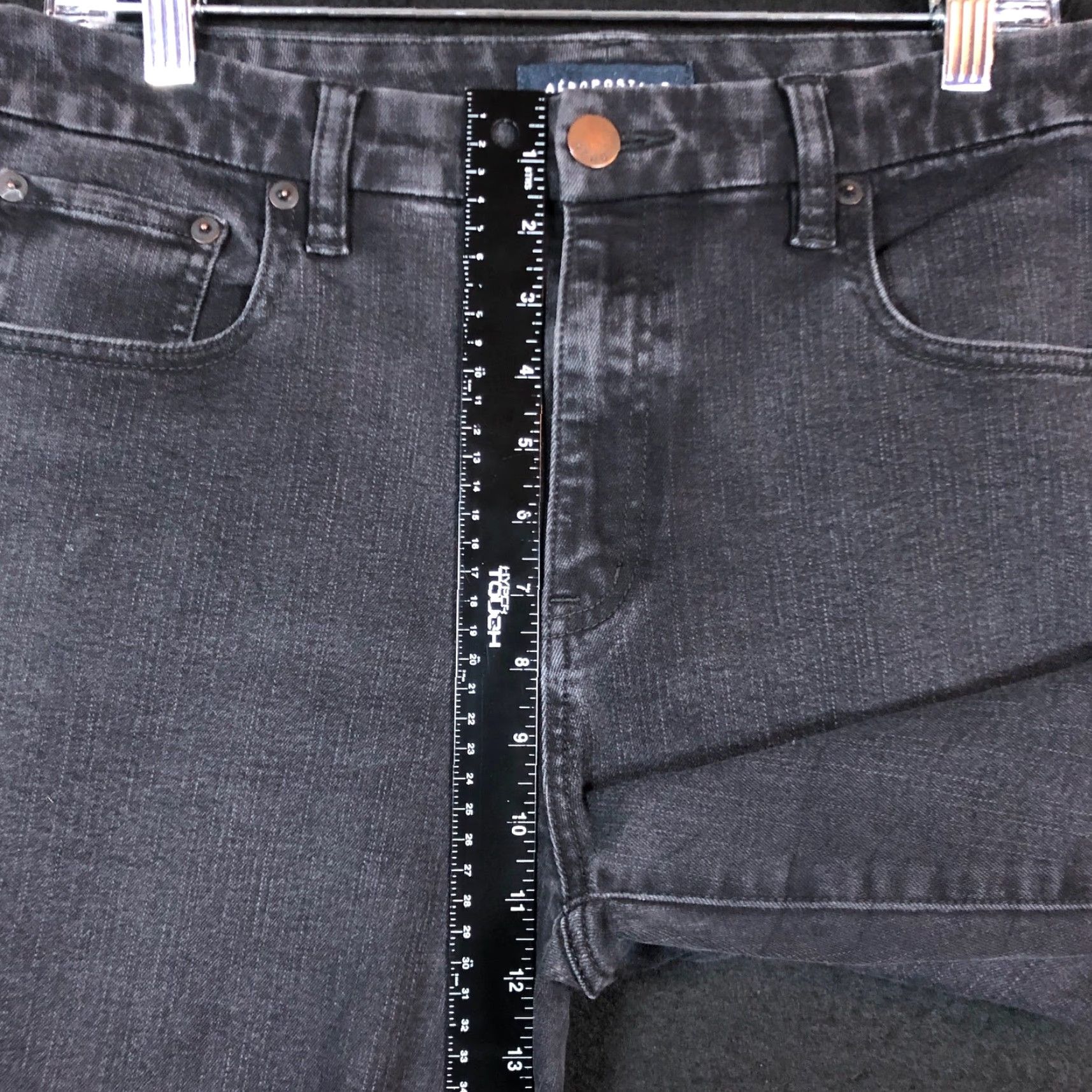 Aeropostale AeroPostale Black Denim High Rise Curvy Jegging Jeans 14 Regular Womens Stretch Pocket 5-Pocket Design Size 36" / US 14 / IT 50 - 7 Thumbnail