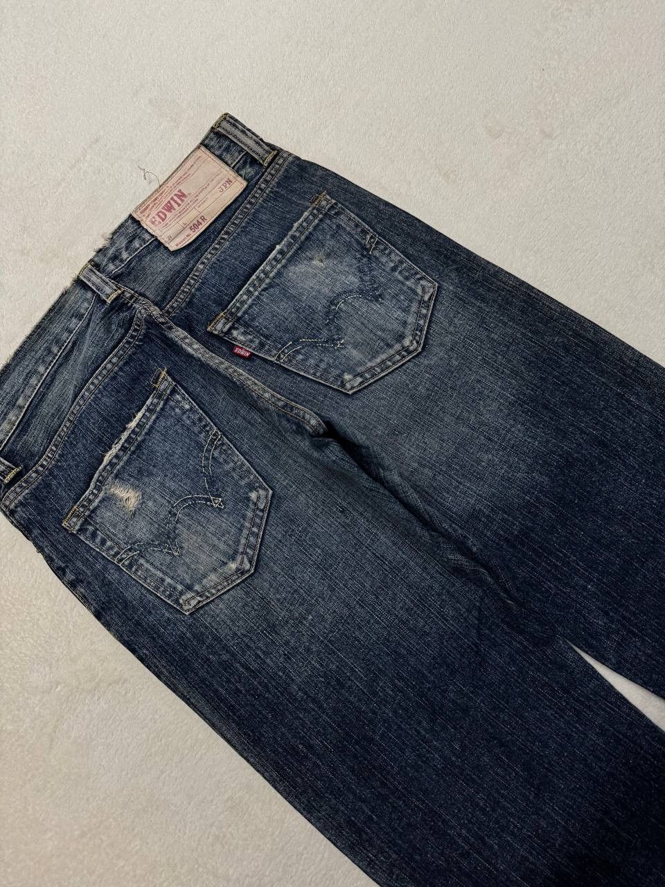 Edwin WIDE 90s Edwin 504R Mudwash Sick Distress Ripped Denim Jean Size US 30 / EU 46 - 19 Thumbnail