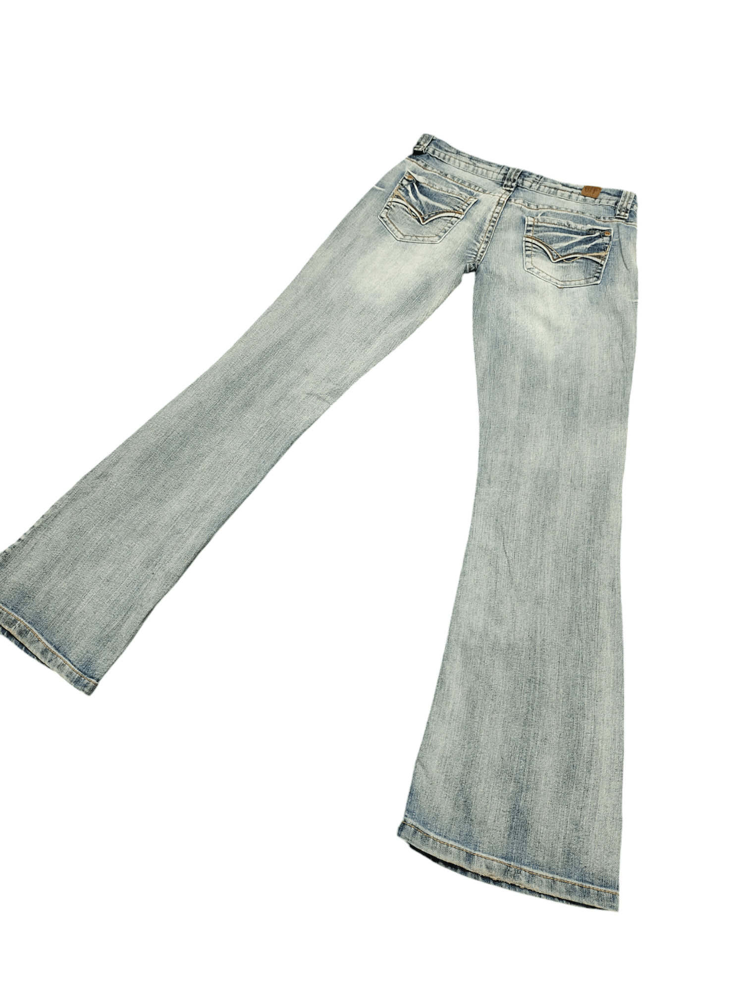 If Six Was Nine Flare Jeans Wallflower Clawmark Faded Denim Bootcut Low Rise Size US 30 / EU 46 - 13 Thumbnail