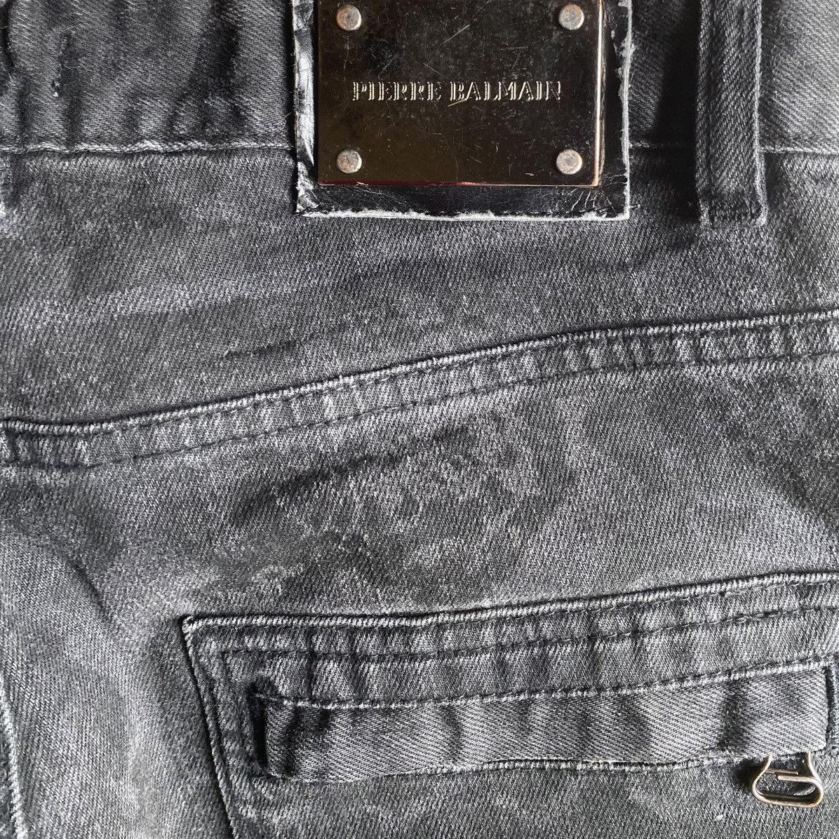 Balmain Animal Print Black Wash Biker Denim Size US 30 / EU 46 - 9 Thumbnail