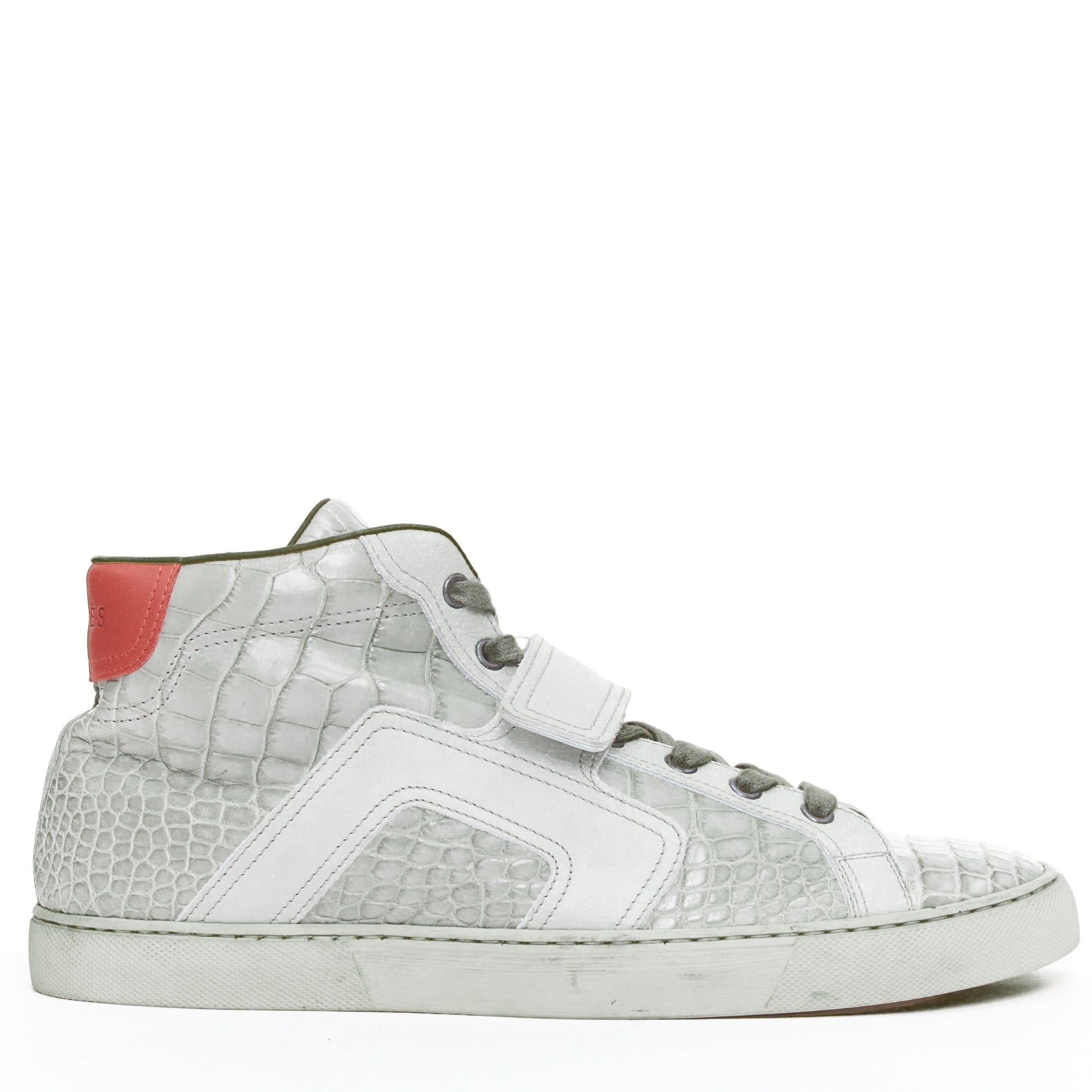 Hermes HERMES grey croc leather colorblock high top sneaker EU41.5 Kanye West Size US 8.5 / EU 41-42 - 1 Thumbnail