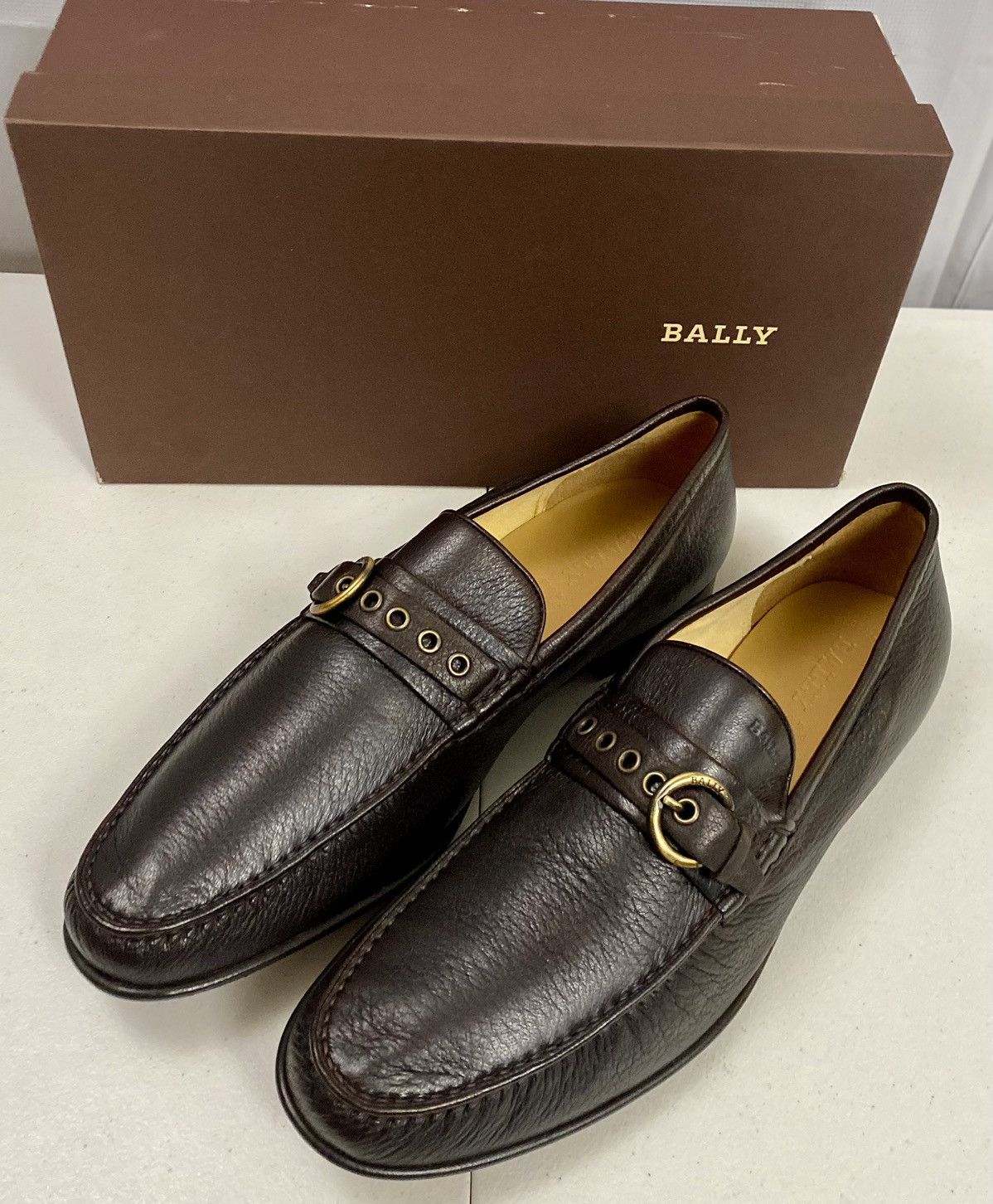 Bally Bally Dark Brown Deerskin Logo Buckled Strap Loafer 12 NIB Size US 12 / EU 45 - 14 Thumbnail