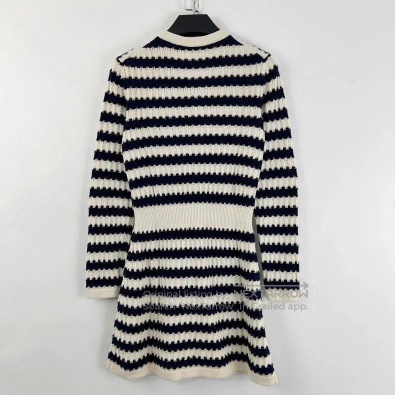 Chanel Chanel Blue White Stripe Sequin Knit Dress. Size US 34 / EU 50 - 3 Thumbnail