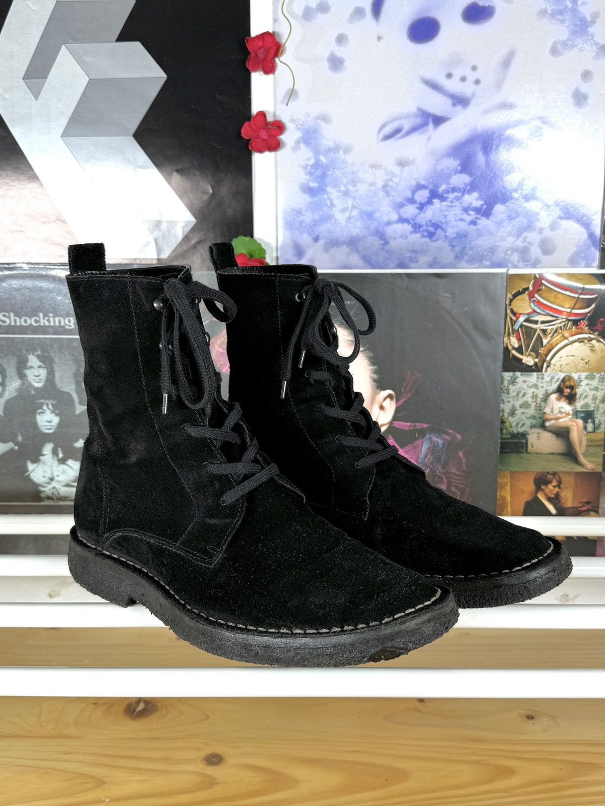 Ann Demeulemeester 2010s Suede Crepe Sole Boots Size US 8 / EU 41 - 1 Thumbnail