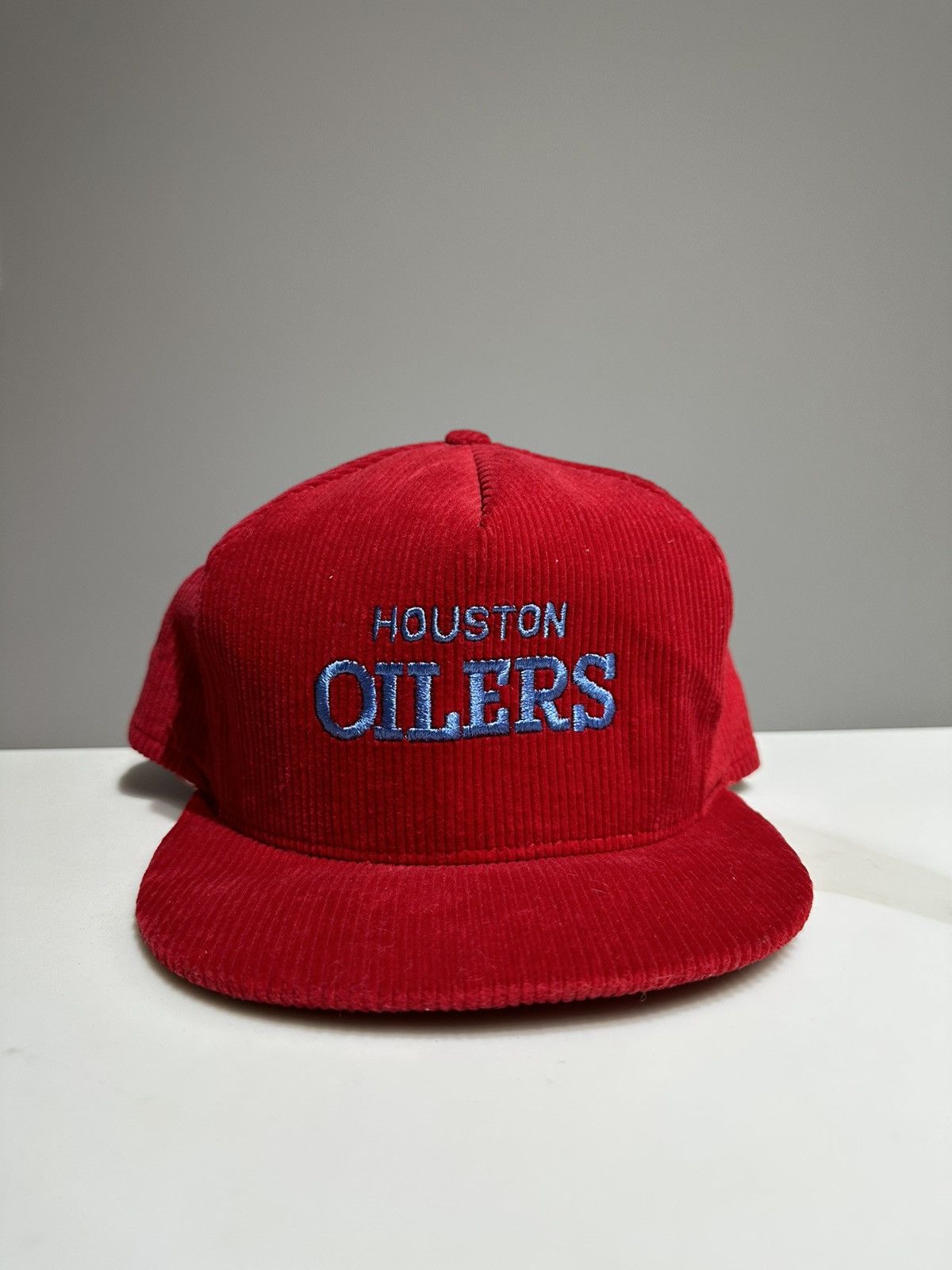 image of American Classics x Vintage Houston Oilers Script Corduroy Hat in Red, Men's