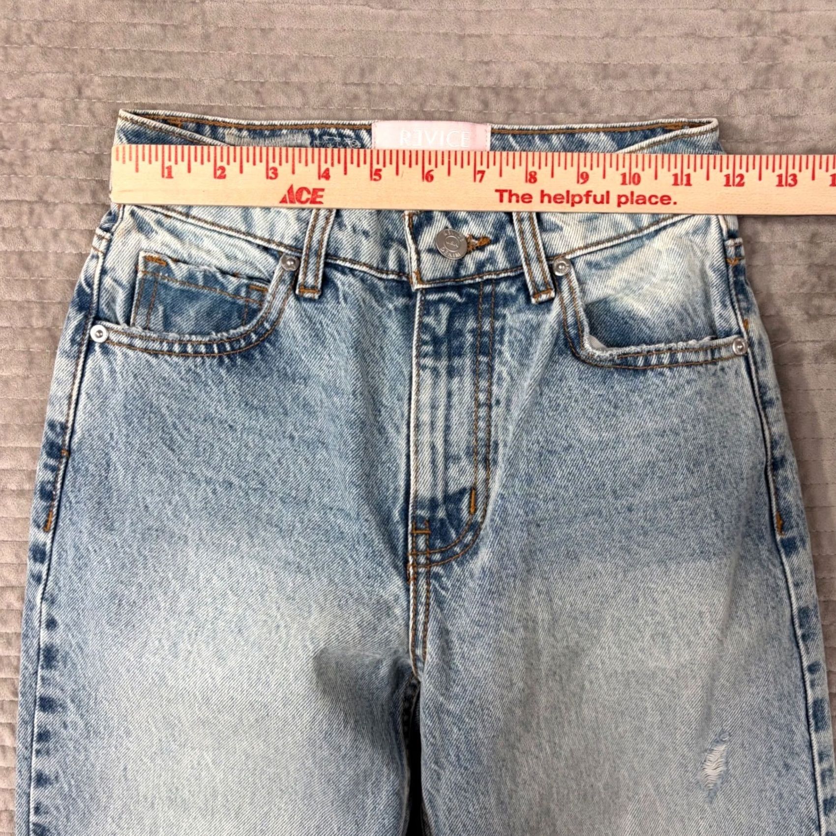 Vintage Revice Denim Straight Womens 23 Blue Prince Light High Rise Leg Size NWT Distressed Size ONE SIZE - 6 Thumbnail