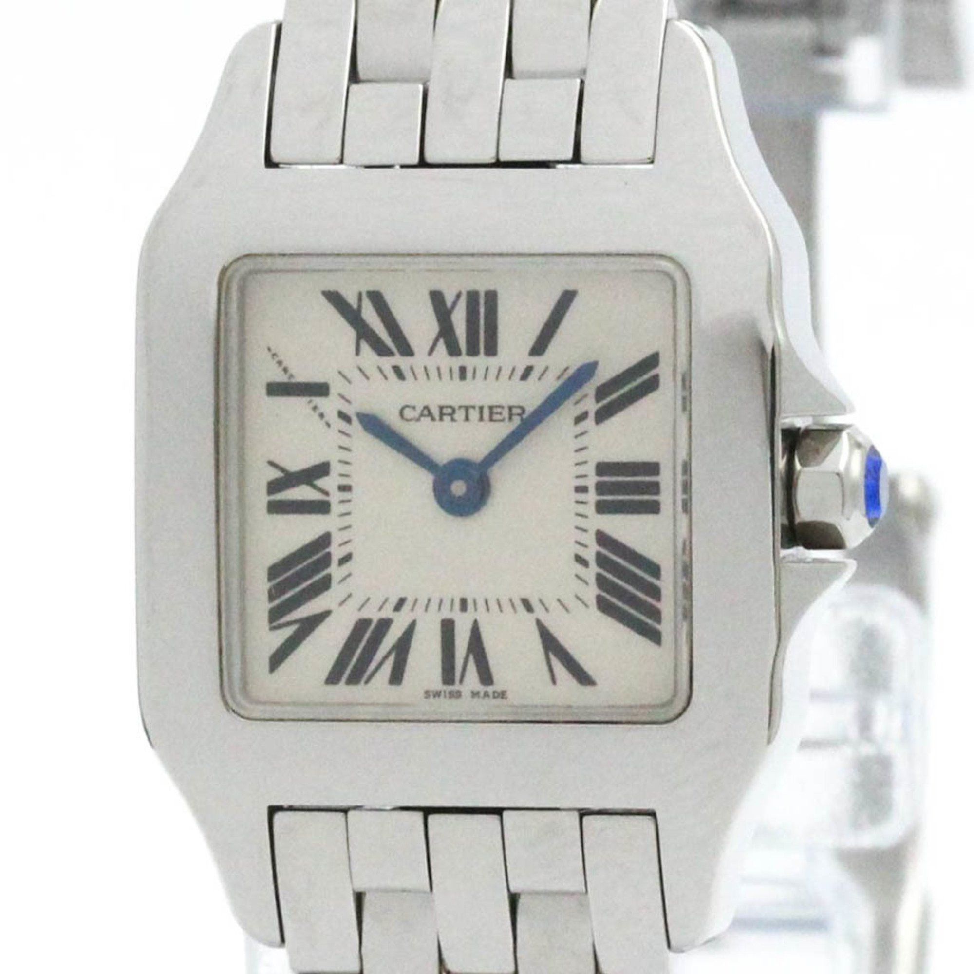 Polished Cartier Santos Demoiselle Steel Quartz Ladies Watch W25064Z5 Bf581990 in Silver, Women's