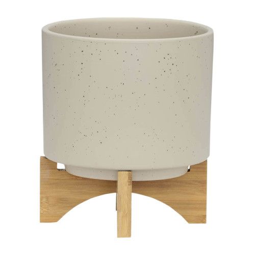 Designer × Homemade S/2 5/8" PLANTER W/ WOOD STAND, MATTE BEIGE Size US L / EU 52-54 / 3 - 2 Thumbnail
