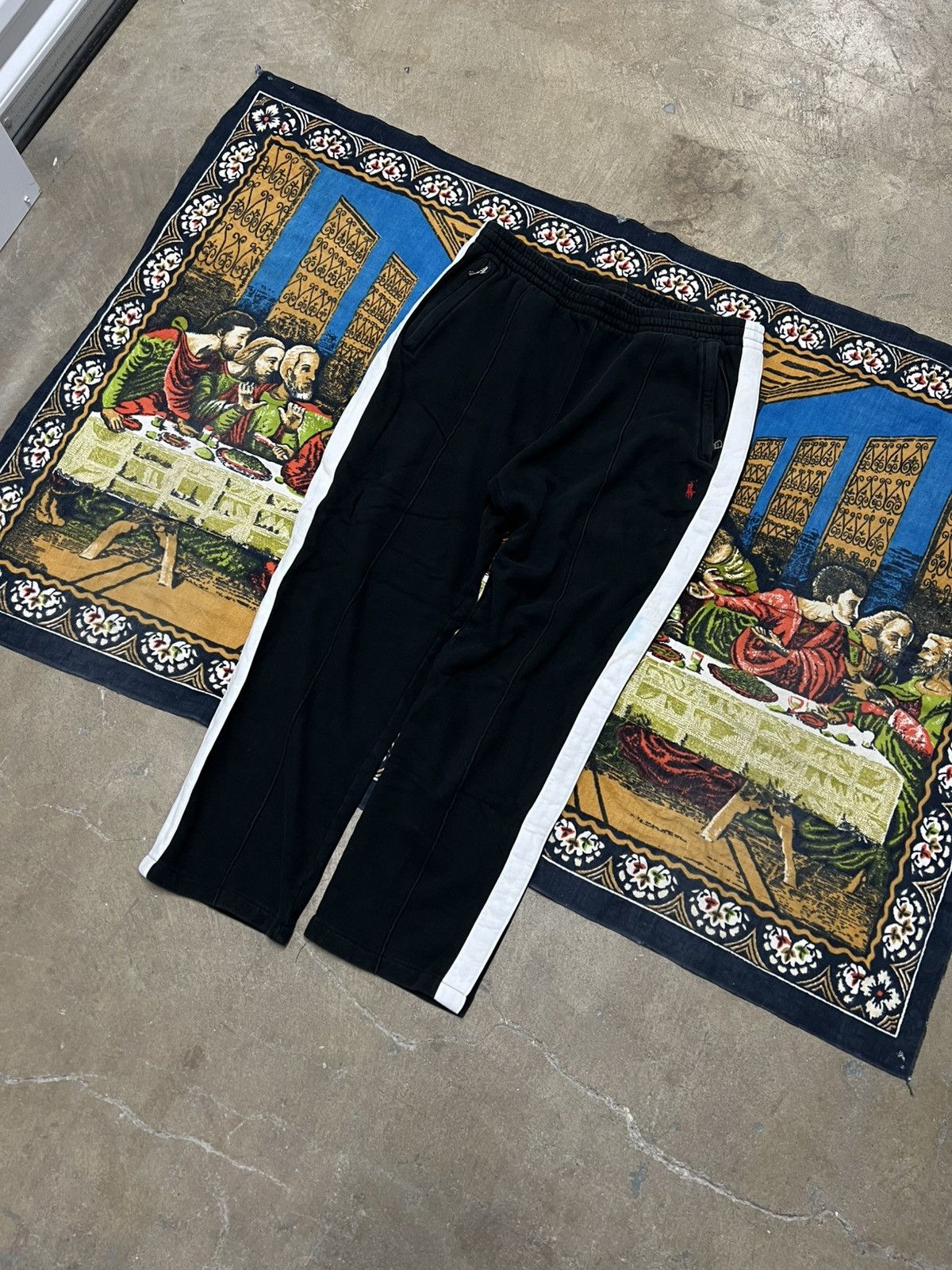 Polo Ralph Lauren Black white Ralph Lauren track pants size large baggy wide Size US 34 / EU 50 - 2 Thumbnail
