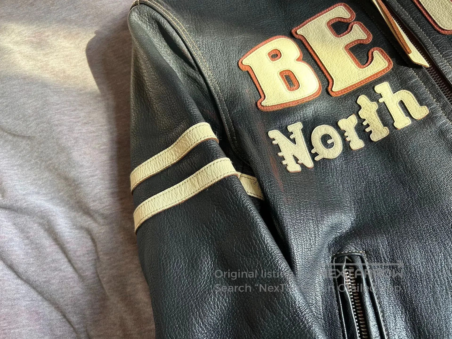 TOYS McCOY beck666 motorcycle leather jacket with smiley patches. Size US L / EU 52-54 / 3 - 3 Thumbnail