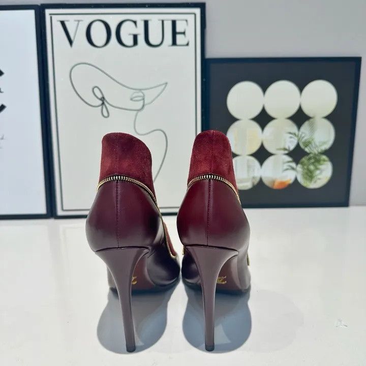 Louis Vuitton Louis Vuitton Burgundy Peep-Toe High Heels -2508 Size US 7 / IT 37 - 7 Thumbnail