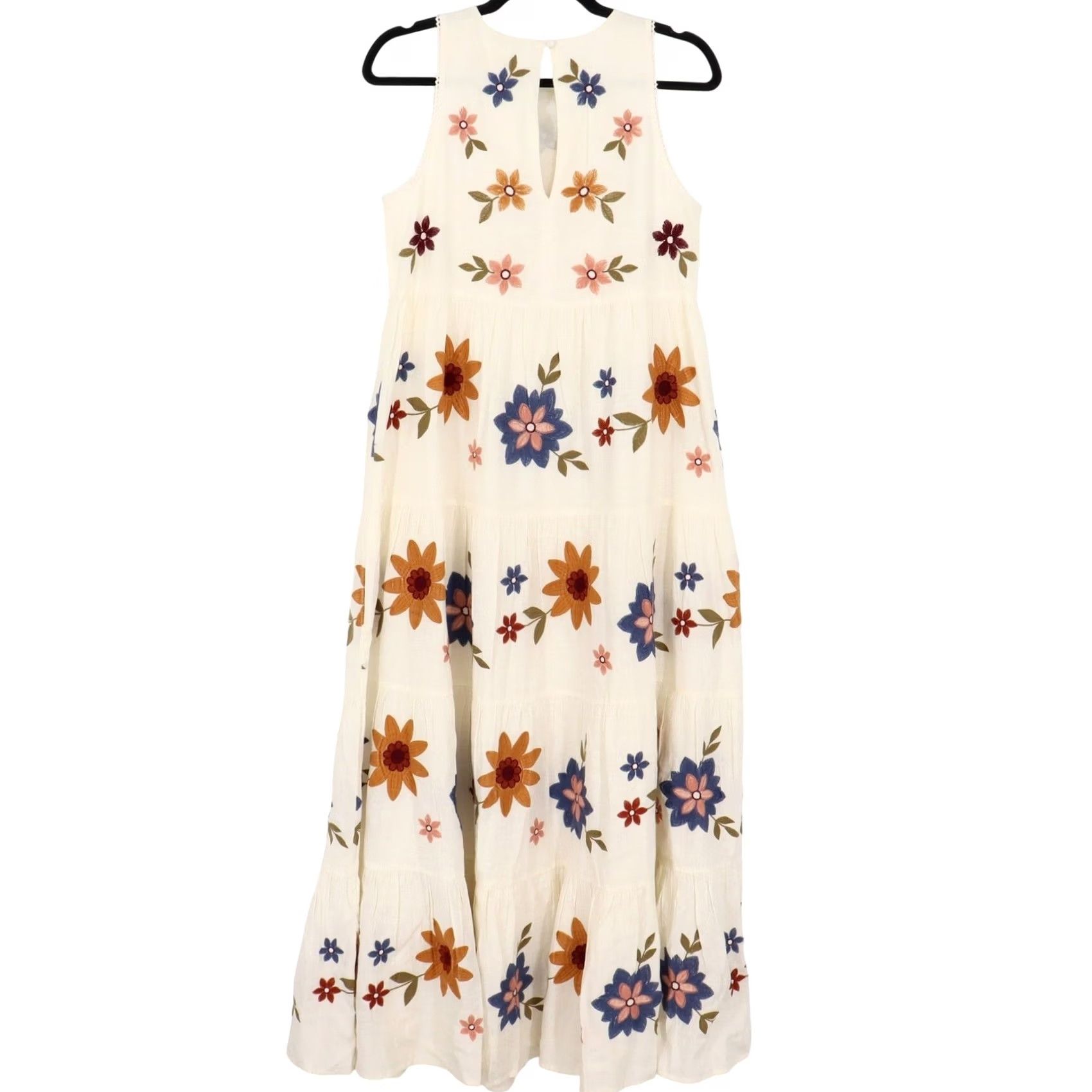 Vintage Sezane Maxi Dress Gardenia Floral Embroidered Linen Cotton Ivory US 4 FR 36 Womens Size S / US 4 / IT 40 - 2 Thumbnail