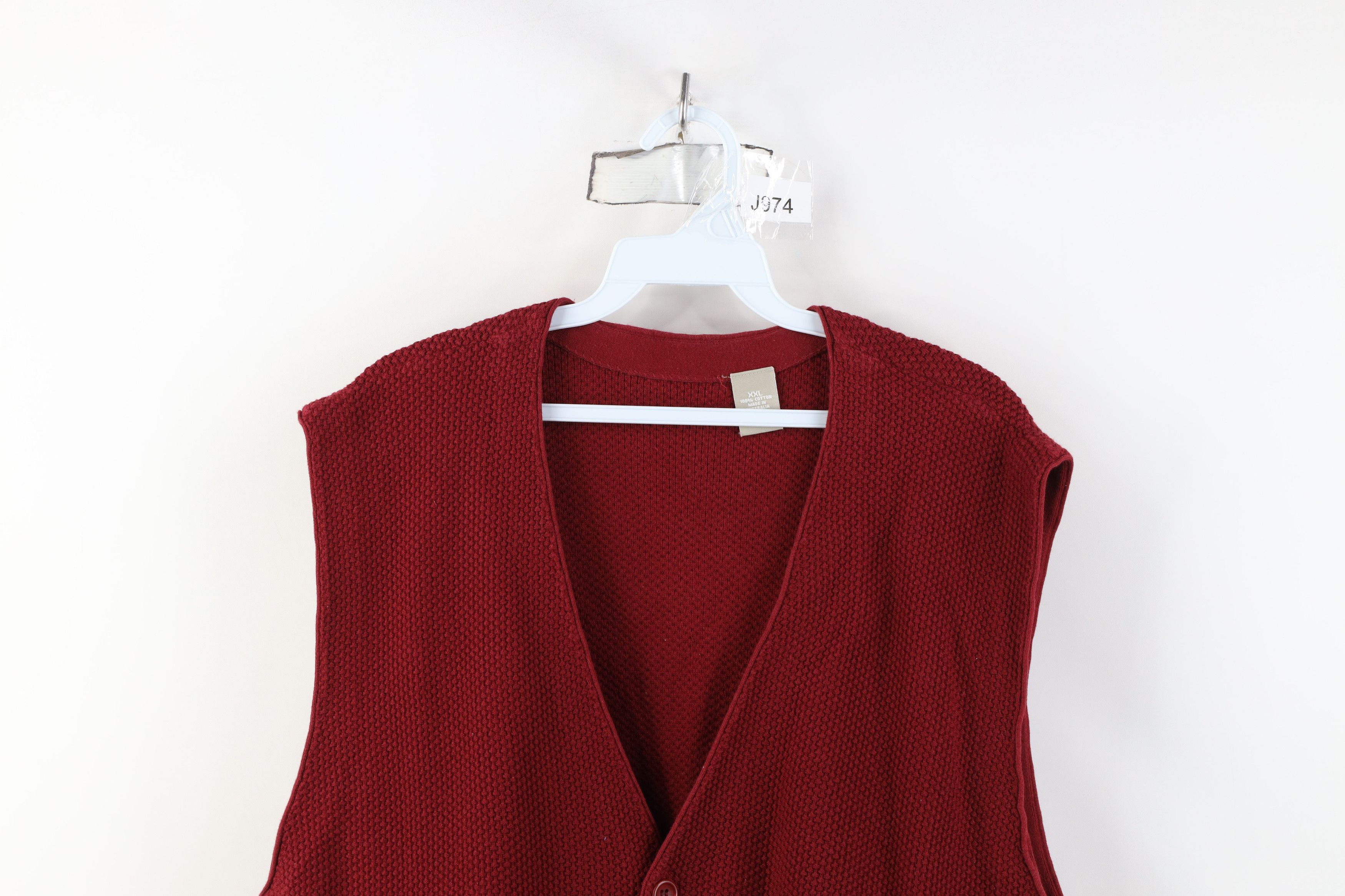Vintage Vintage 90s Y2K Streetwear Knit Cardigan Sweater Vest Red Size US XXL / EU 58 / 5 - 2 Thumbnail