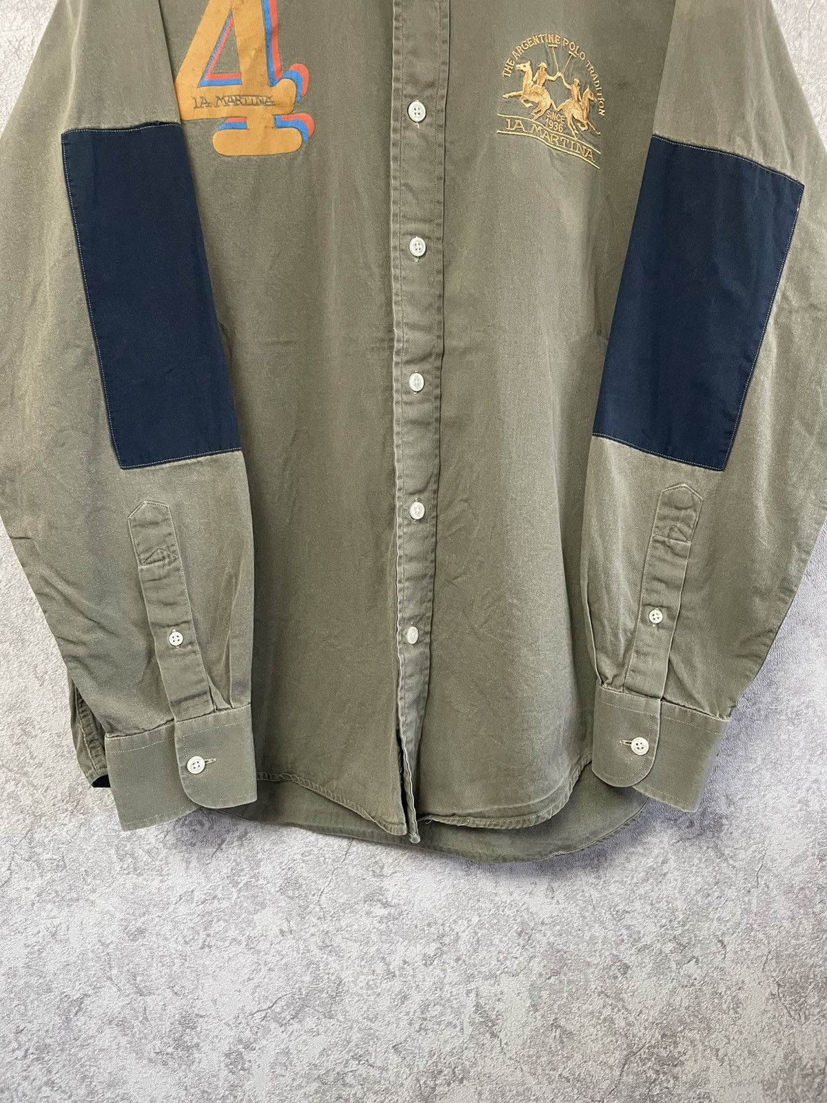La Martina Vintage La Martina Khaki Long Sleeve Shirt Button Up Size US S / EU 44-46 / 1 - 3 Thumbnail