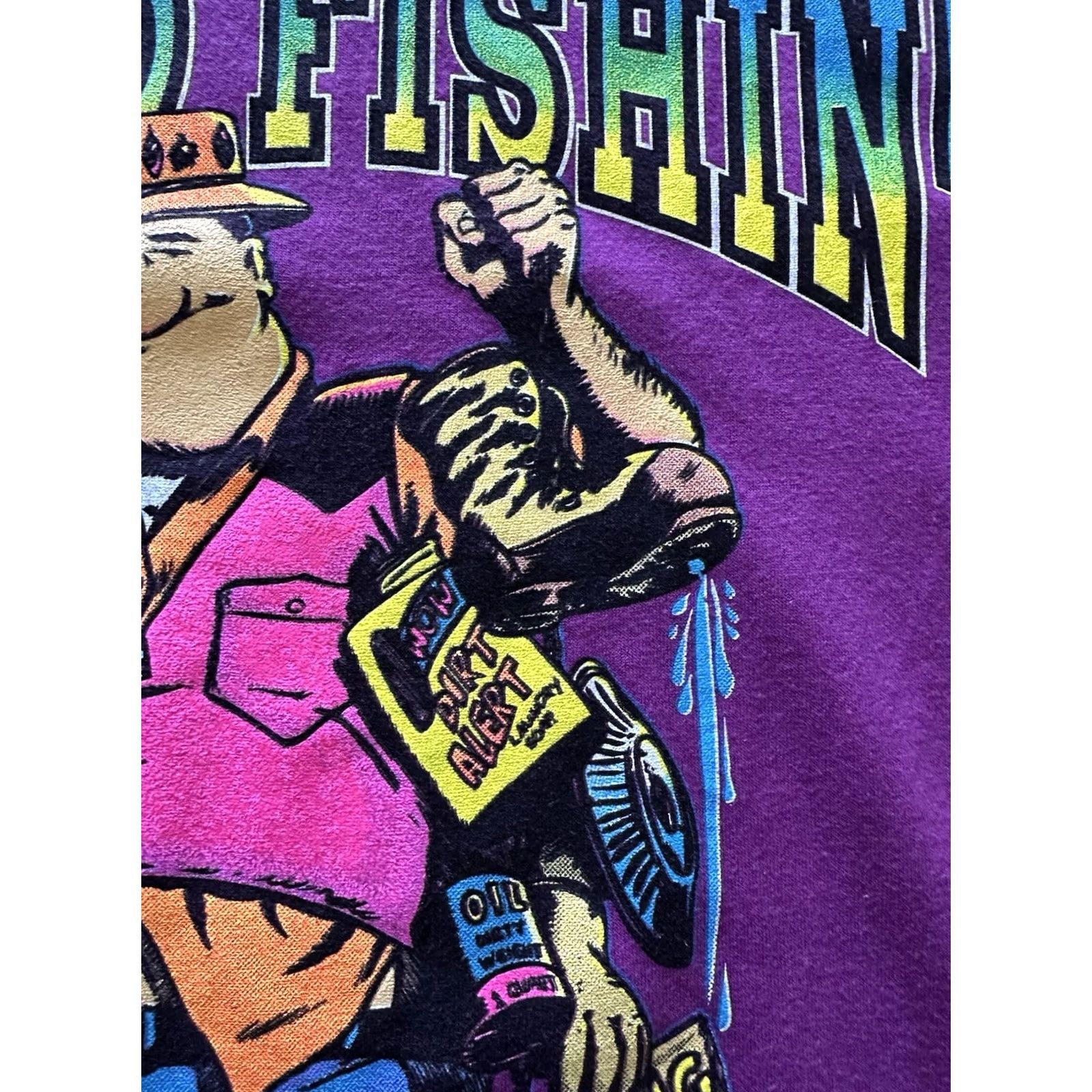 Vintage VINTAGE 90s Funny “Good Fishing…. NOT” T-Shirt Signal Sports Mens L Purple Single Stitch NWOT Size US L / EU 52-54 / 3 - 3 Thumbnail